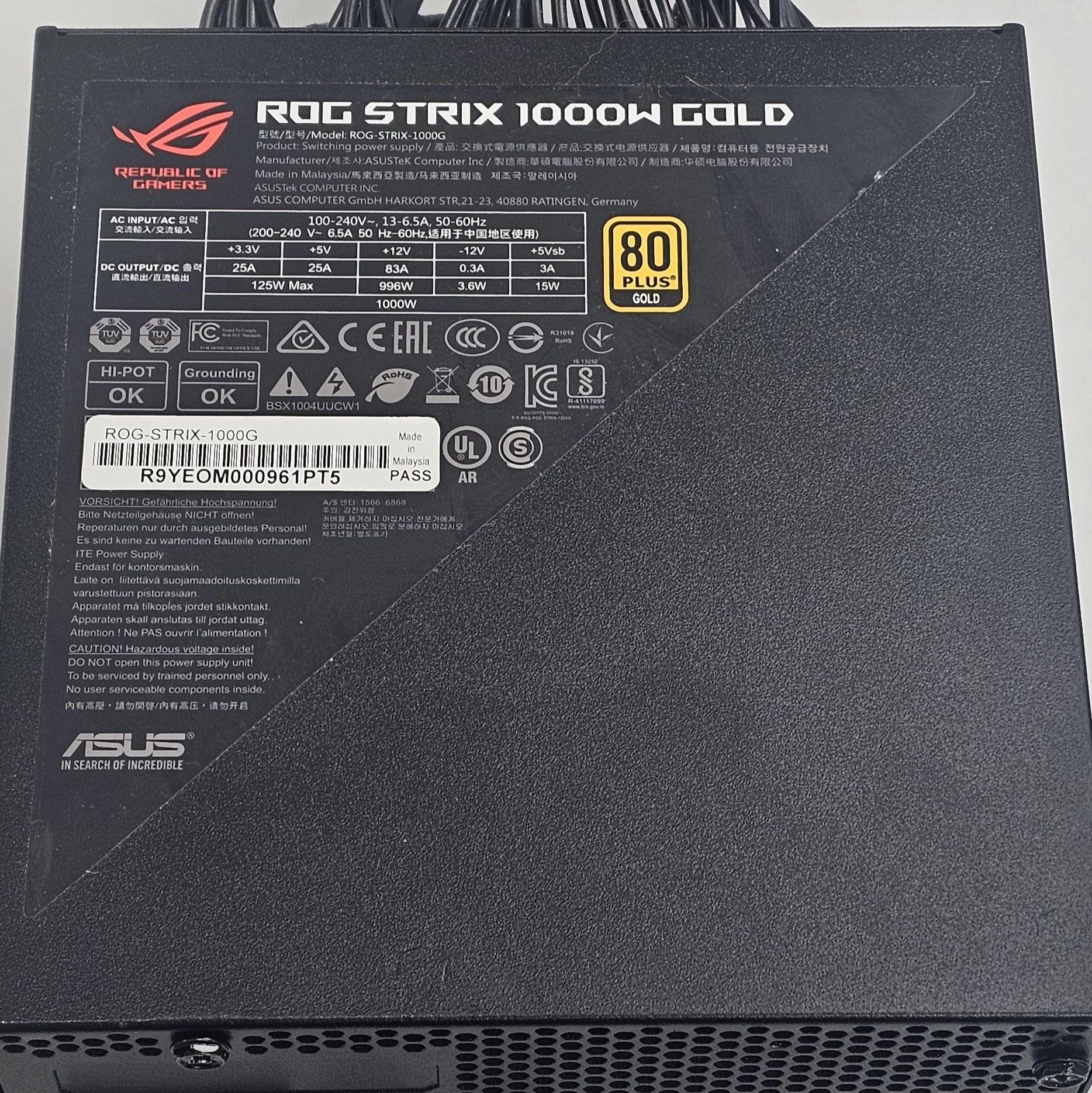 1000 Watt PSU ASUS ROG Strix 1000G Power Supply
