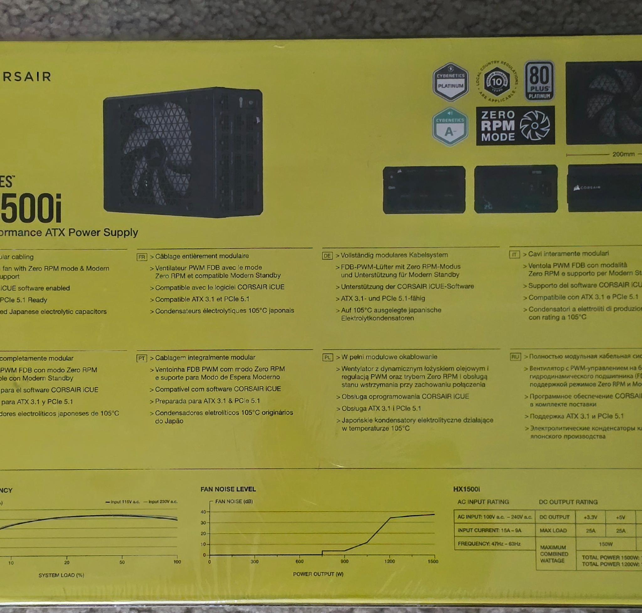 Corsair HX1500i 1500W ATX 3.1 80+ Platinum Fully Modular Power Supply Brand New Sealed
