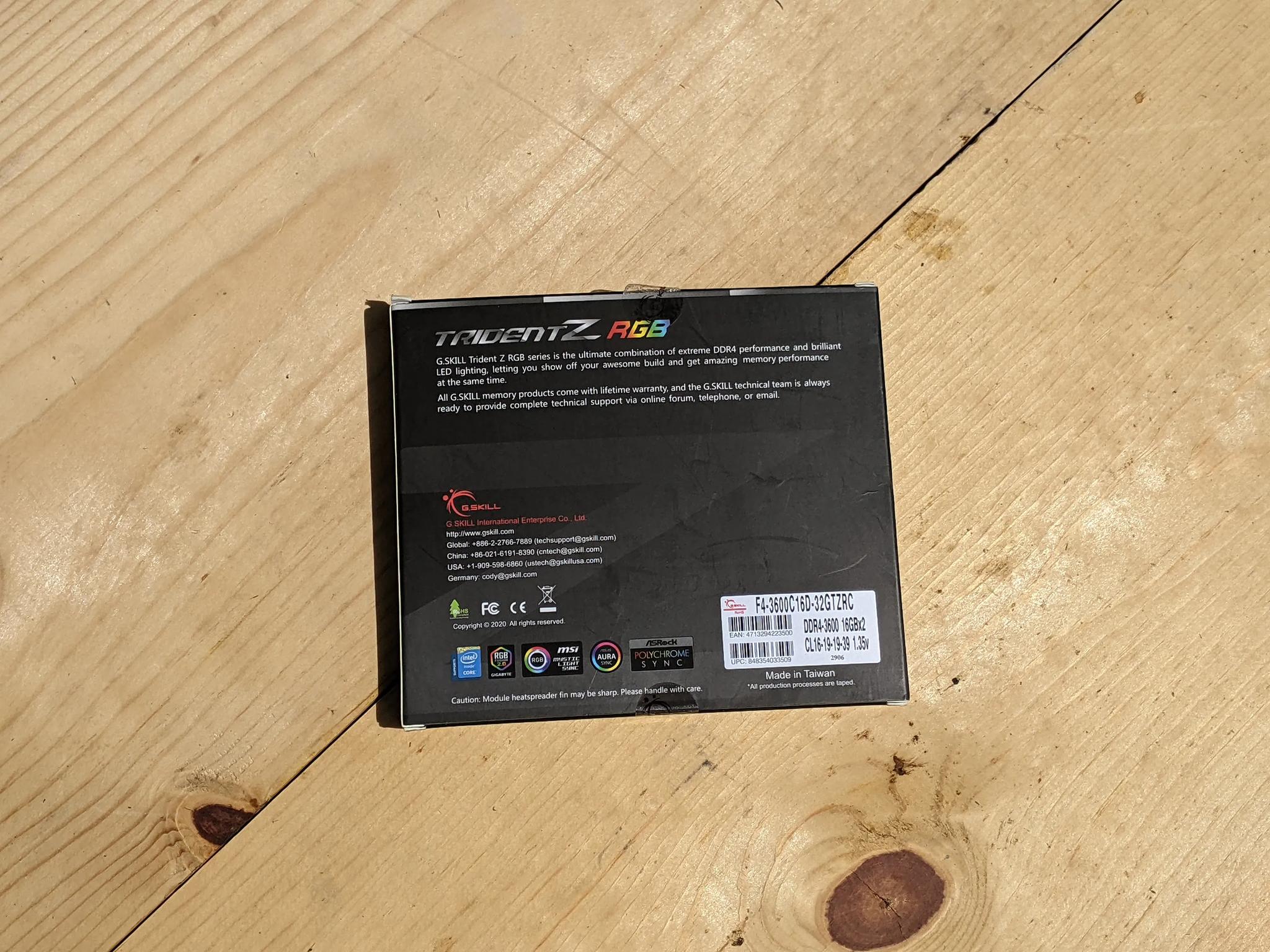 G.Skill Trident Z RGB 32 GB (2 x 16 GB) DDR4-3600 CL16 Memory