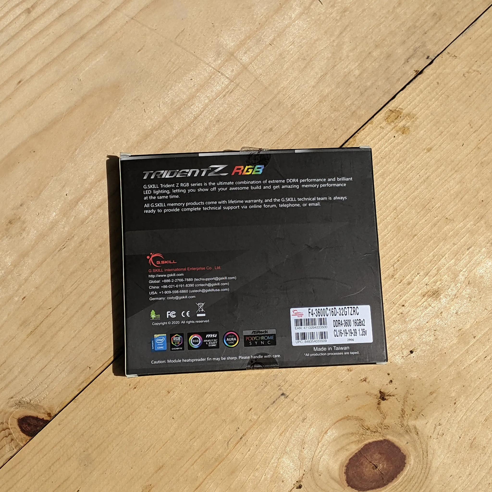 G.Skill Trident Z RGB 32 GB (2 x 16 GB) DDR4-3600 CL16 Memory