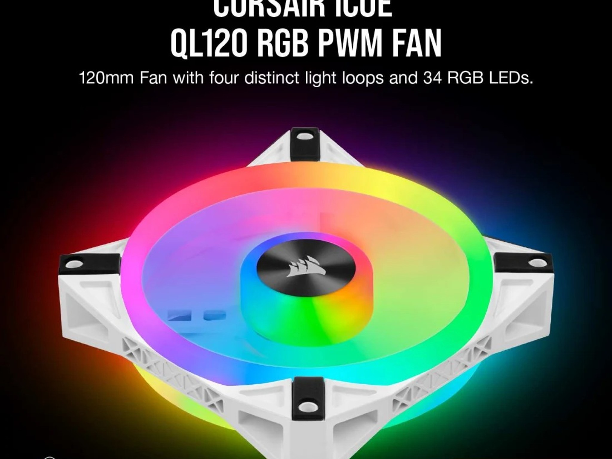 Corsair iCUE QL120 RGB 120mm PWM White Fan