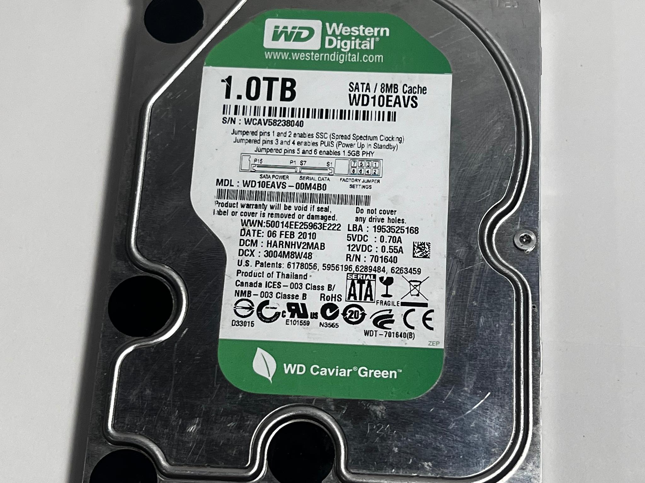 Western Digital Caviar Green 1TB Internal 7200RPM 3.5" (WD10EAVS) HDD