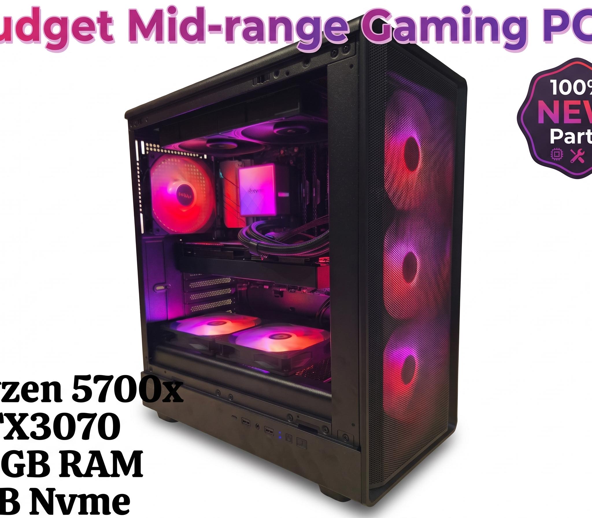 🚀 Mid-Range Gaming PC | Ryzen 7 5700X + RTX 3070 | 100% New Parts