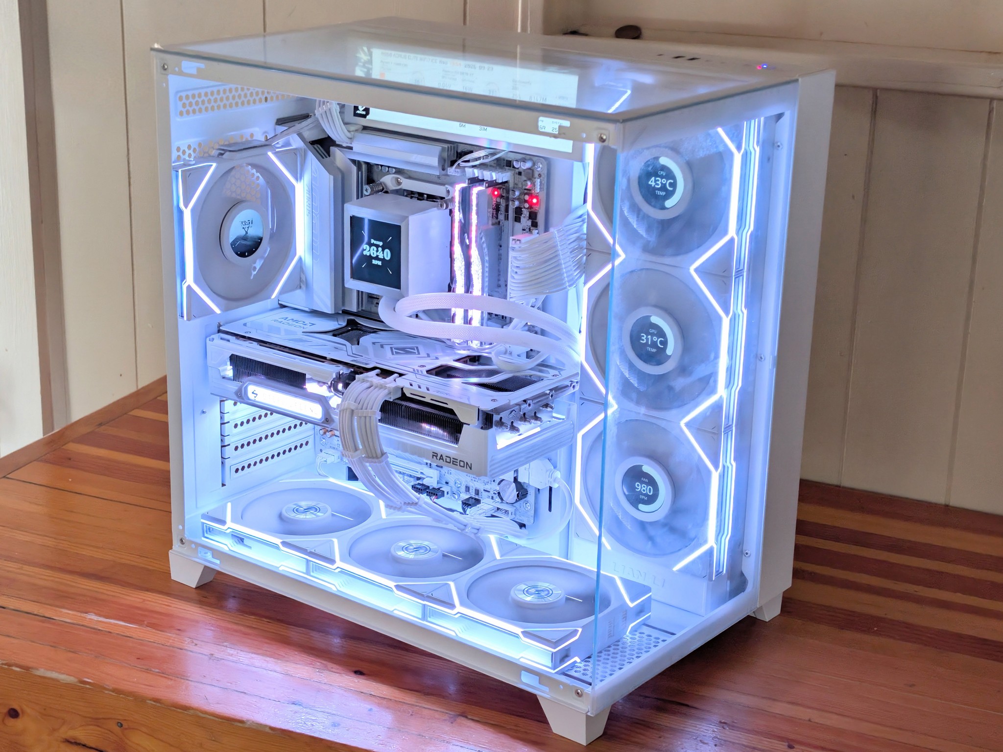 💎 Liquid Crystal 💎 Ryzen 7 7800X3D • RX 9070 XT • 32GB DDR5 • 6 LCD Screens • 2TB NVMe