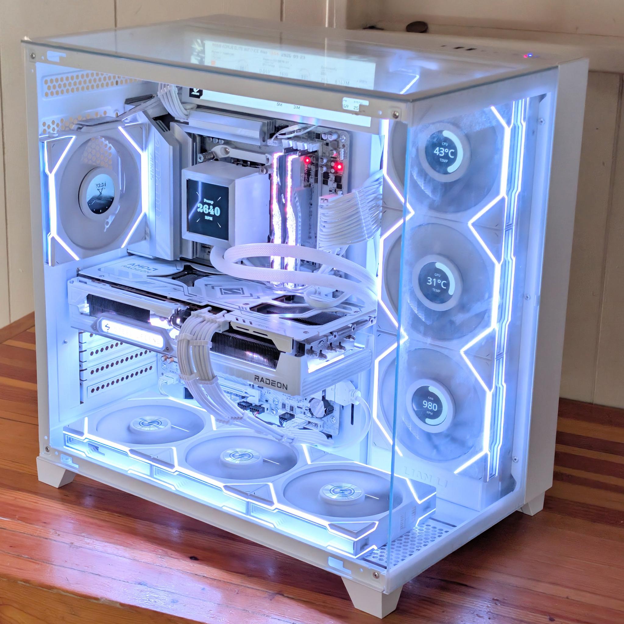 💎 Liquid Crystal 💎 Ryzen 7 7800X3D • RX 9070 XT • 32GB DDR5 • 6 LCD Screens • 2TB NVMe