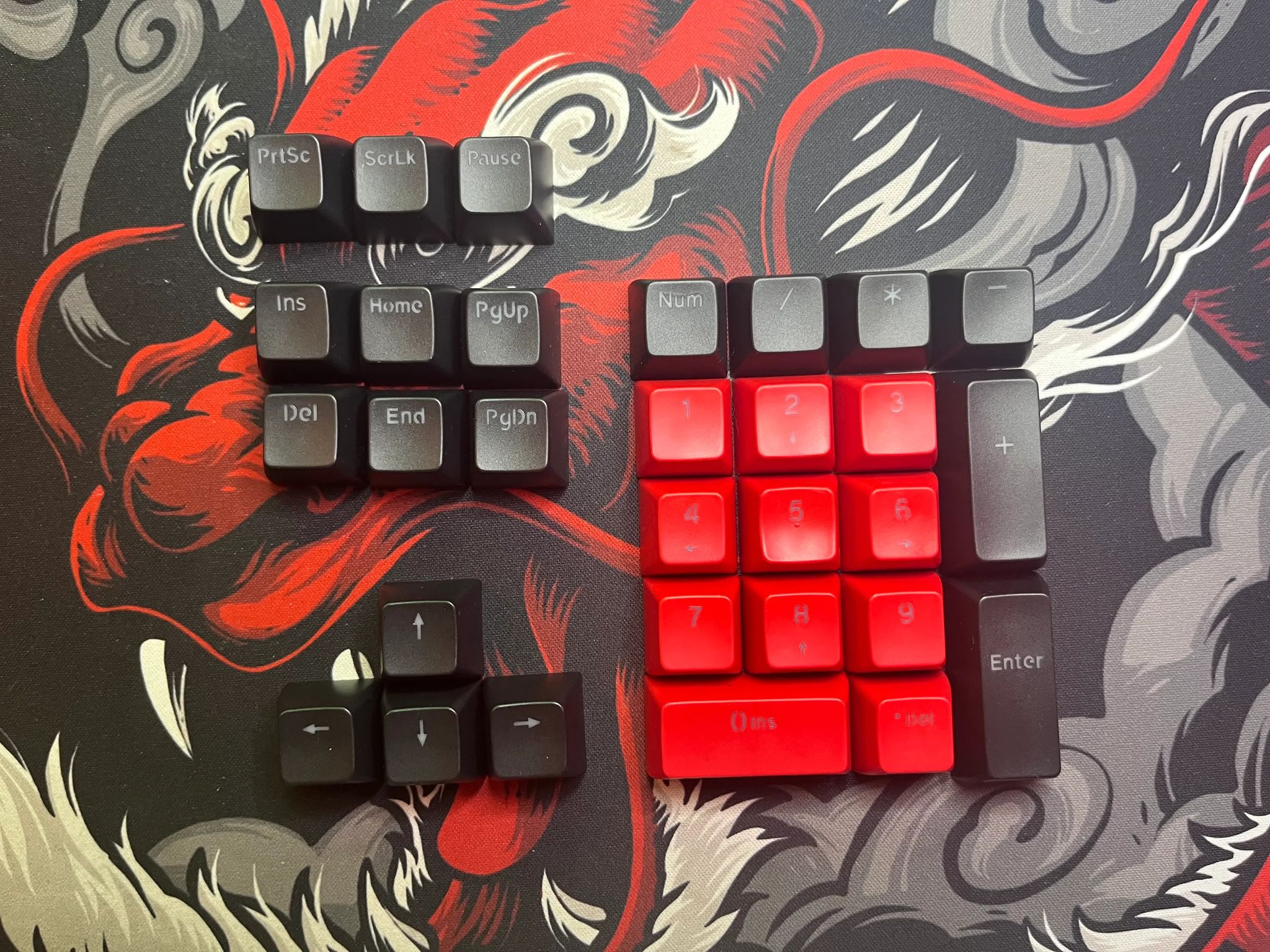 Black/Red PBT SA Profile Keycap Set (RGB Shine Through Lettering)