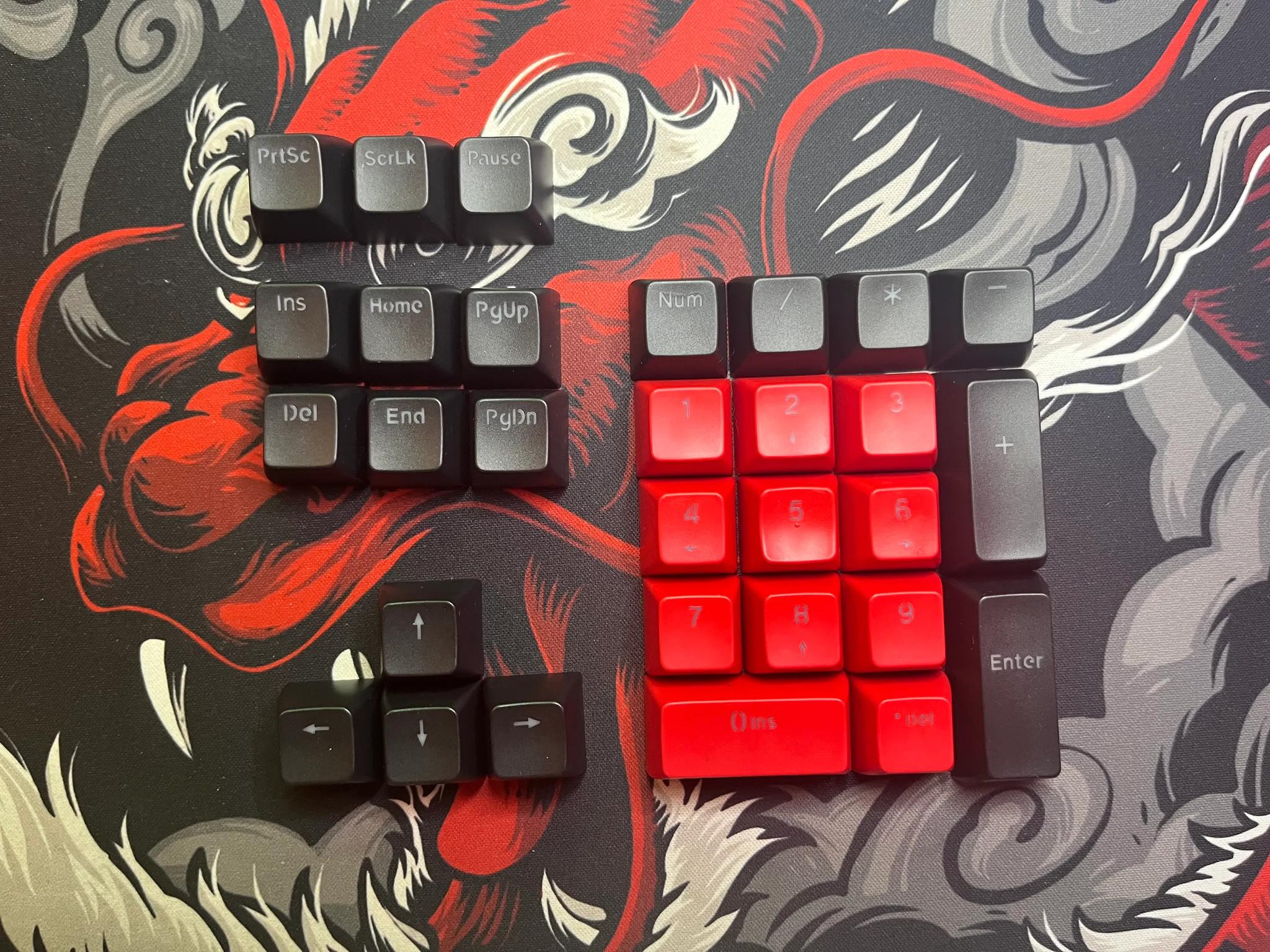 Black/Red PBT SA Profile Keycap Set (RGB Shine Through Lettering)