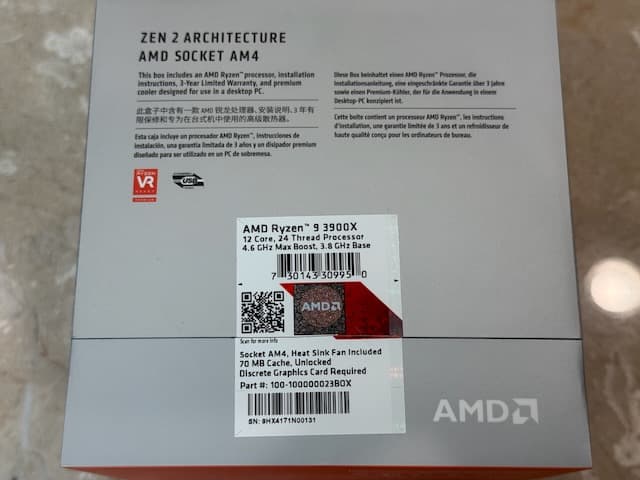 AMD Ryzen 9 3900X Processor - Like New! In Original Box with Cooler!