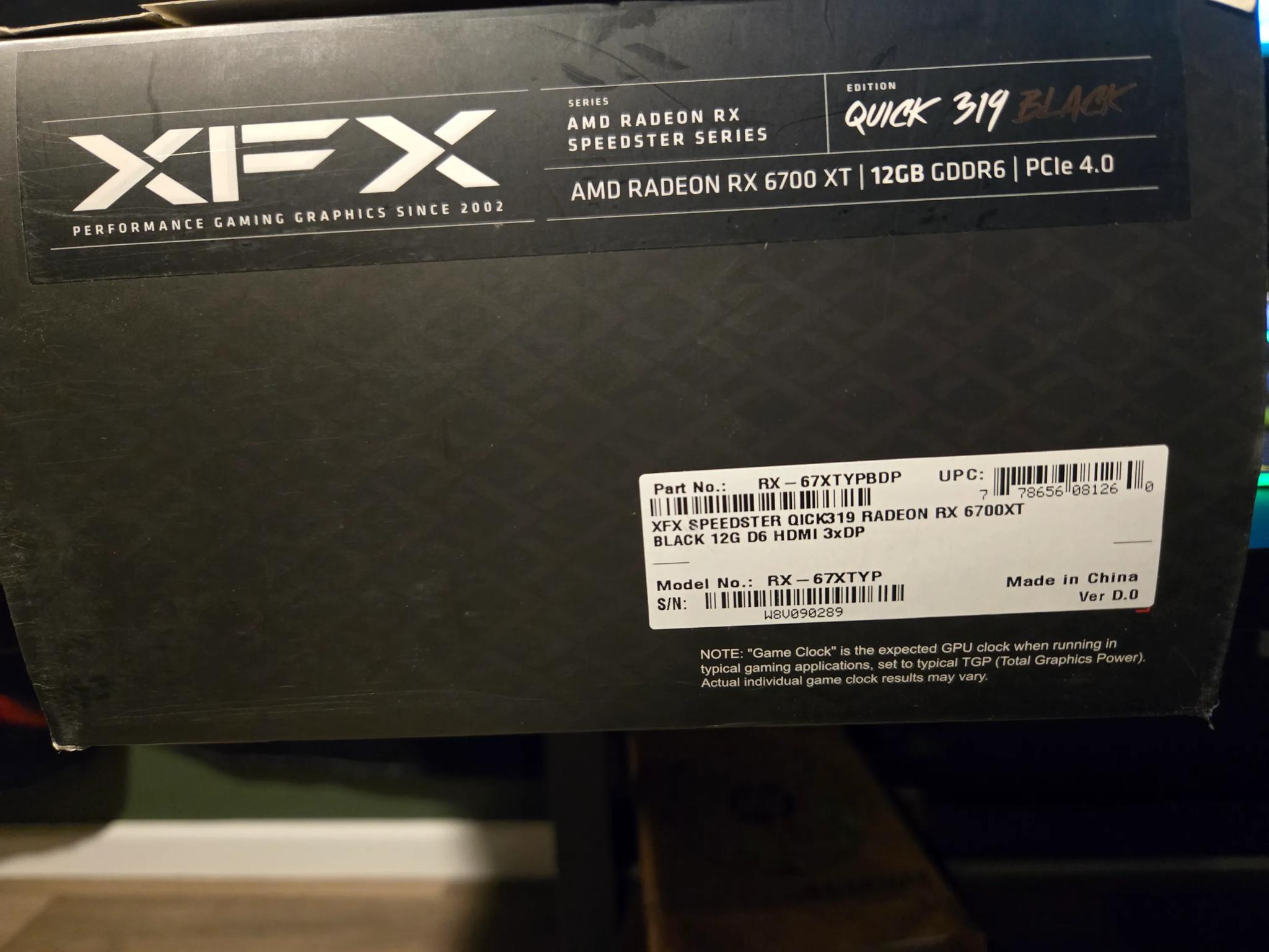 XFX Speedster QICK319 AMD Radeon RX 6700 XT 12GB GDDR6 PCI Express 4.0 Gaming Graphics Card