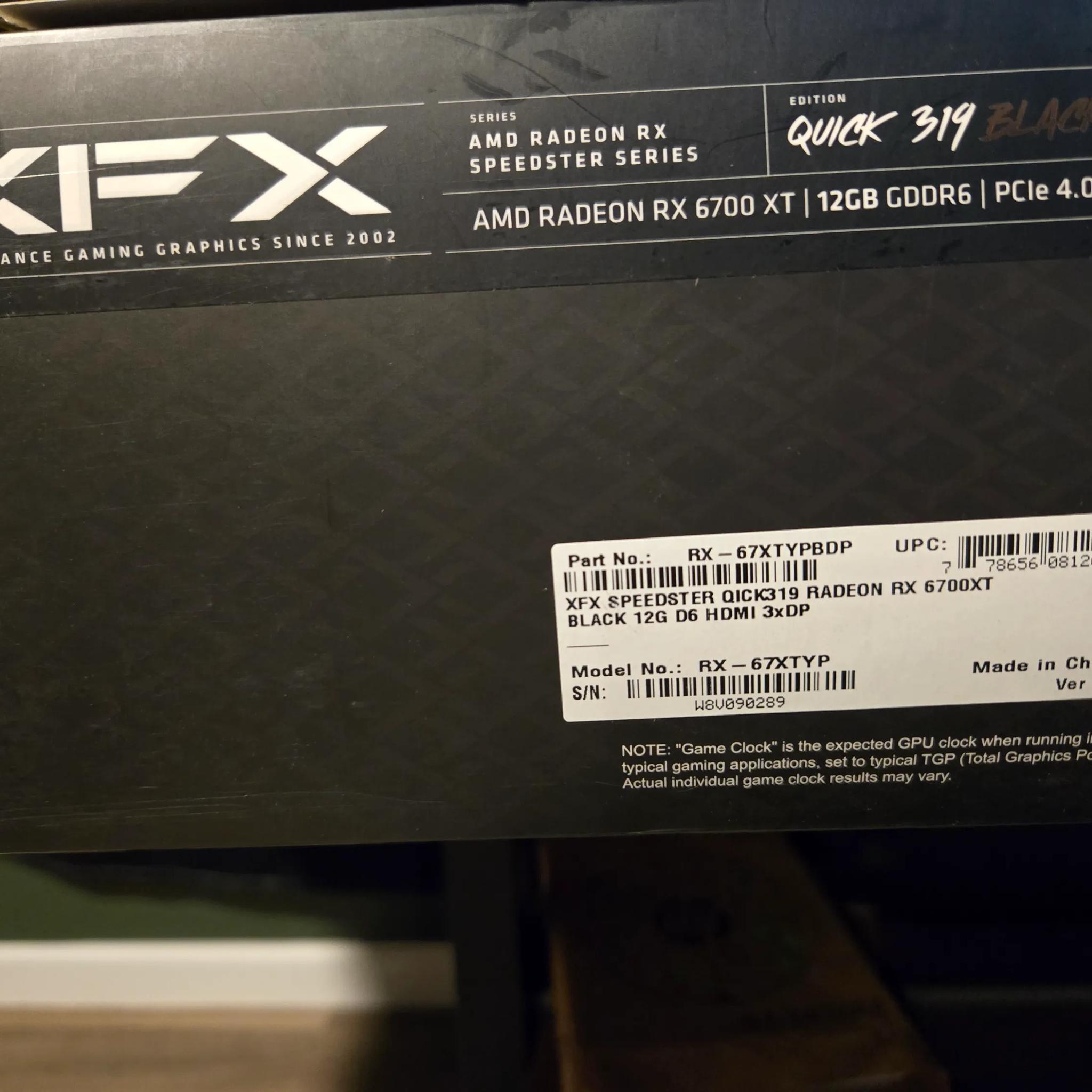 XFX Speedster QICK319 AMD Radeon RX 6700 XT 12GB GDDR6 PCI Express 4.0 Gaming Graphics Card