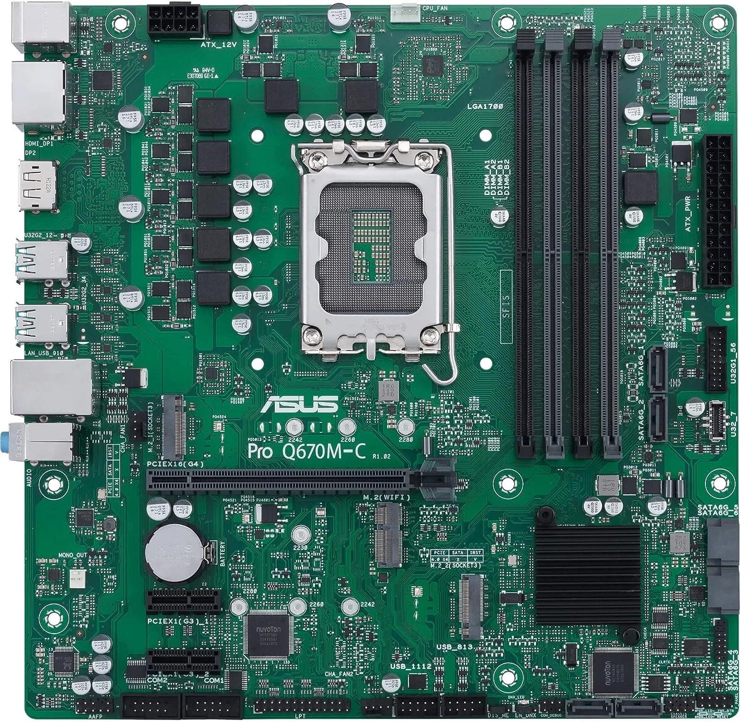 ASUS PRO Q670M-C-CSM Intel Q670 LGA 1700 microATX DDR5 Commercial Motherboard