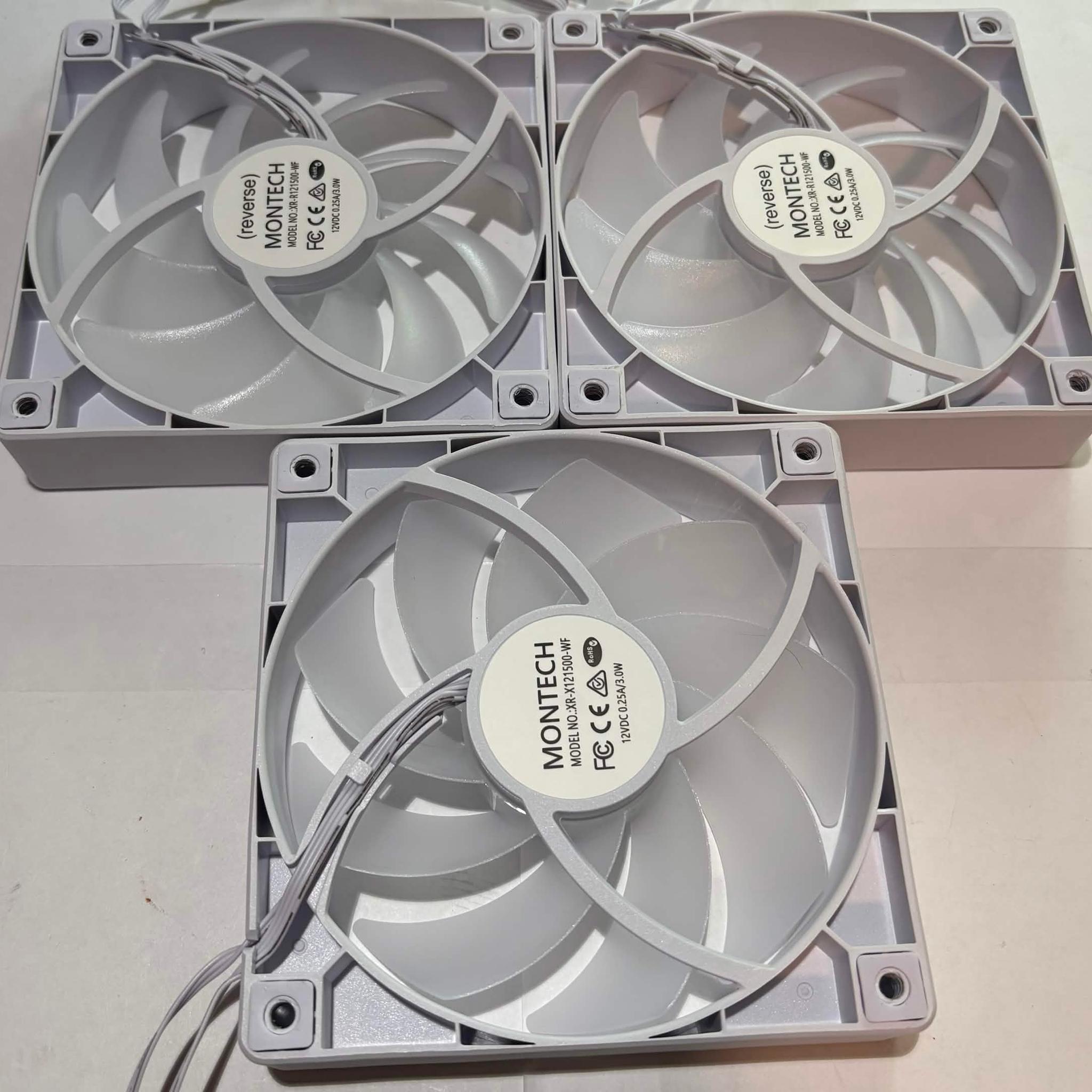 Montech RX120 PWM Fans - Mixed Blade Set (2 Reverse, 1 Standard) White