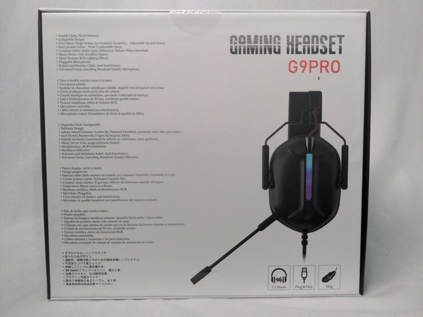 Tupargo G9pro 7.1 Surround Sound Foldable RGB Light Gaming Headset