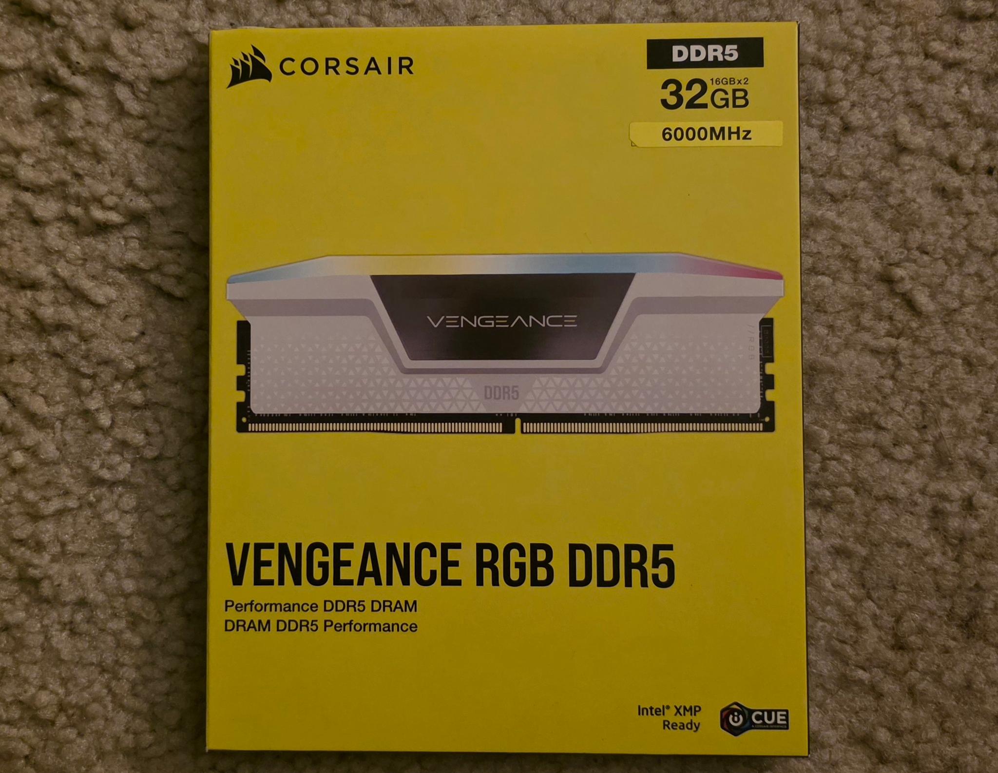 CORSAIR Vengeance RGB 32GB (2 x 16GB) DDR5 6000MHz CL36-44-44-96 White Brand New Sealed