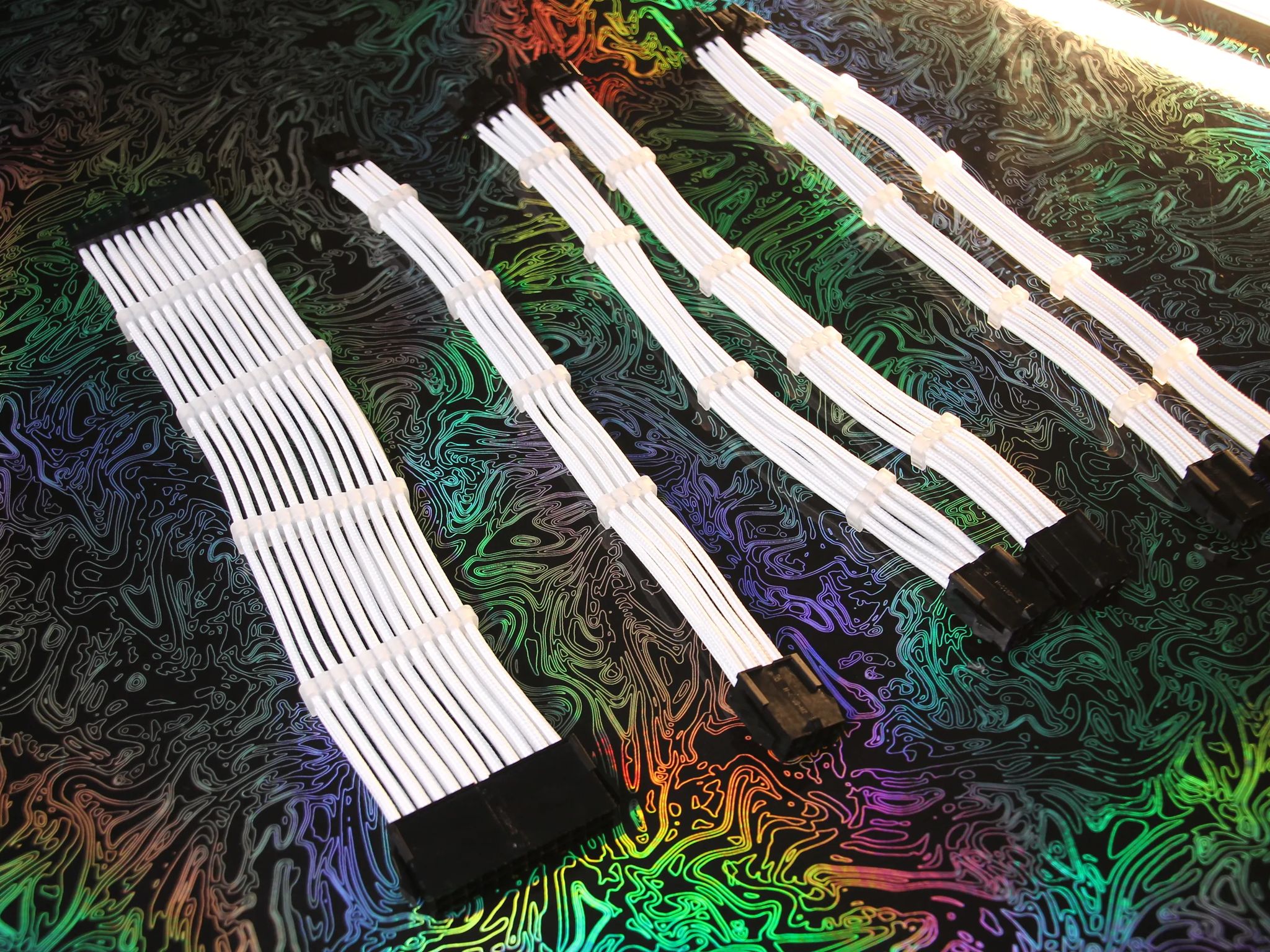 KOTTO White Braided ATX Cable Extensions w/Cable Combs