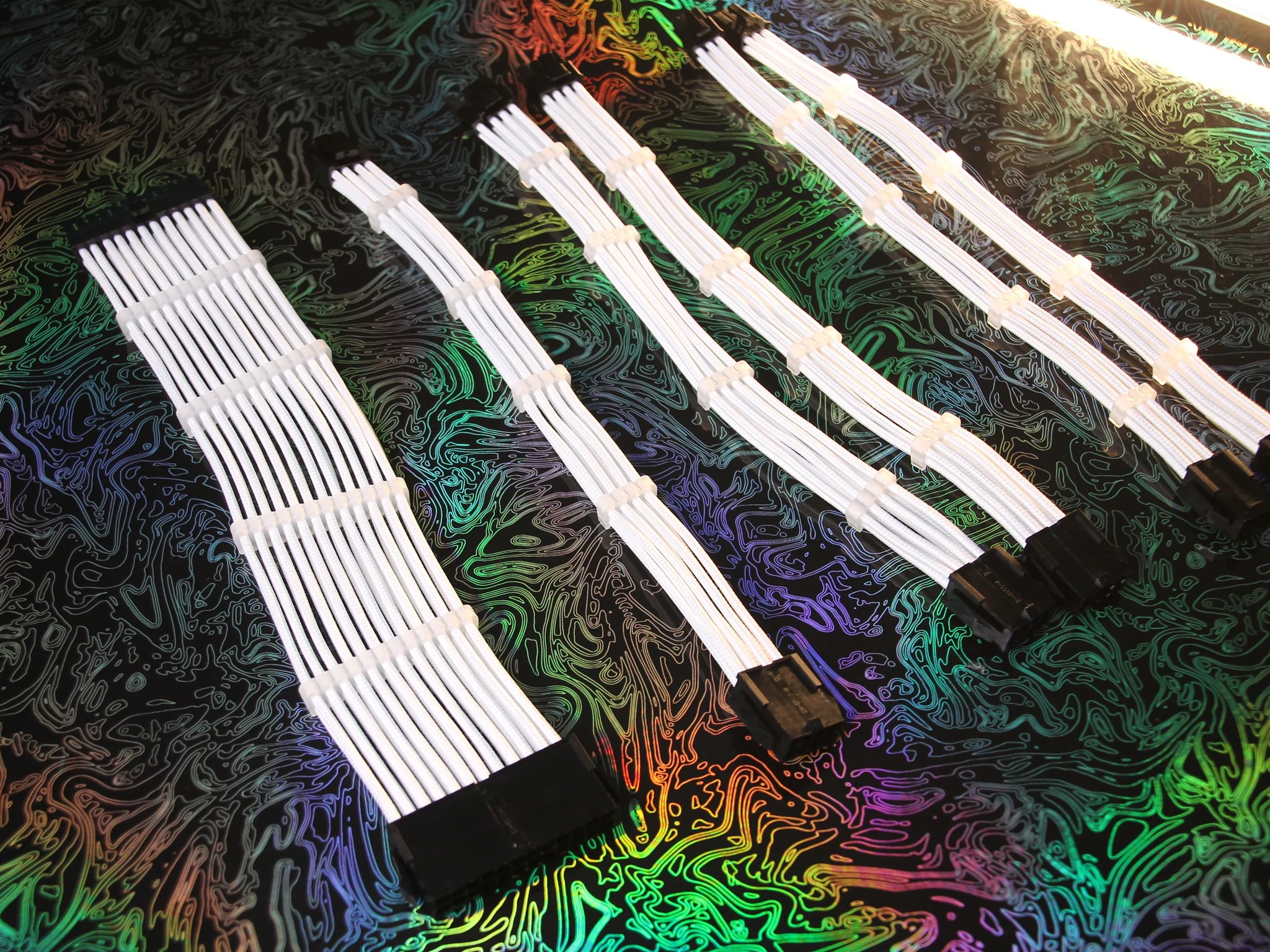 KOTTO White Braided ATX Cable Extensions w/Cable Combs