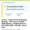 Lenovo Legion Tower 5i RTX 4070 12GB VRAM + Intel i7-13700F
