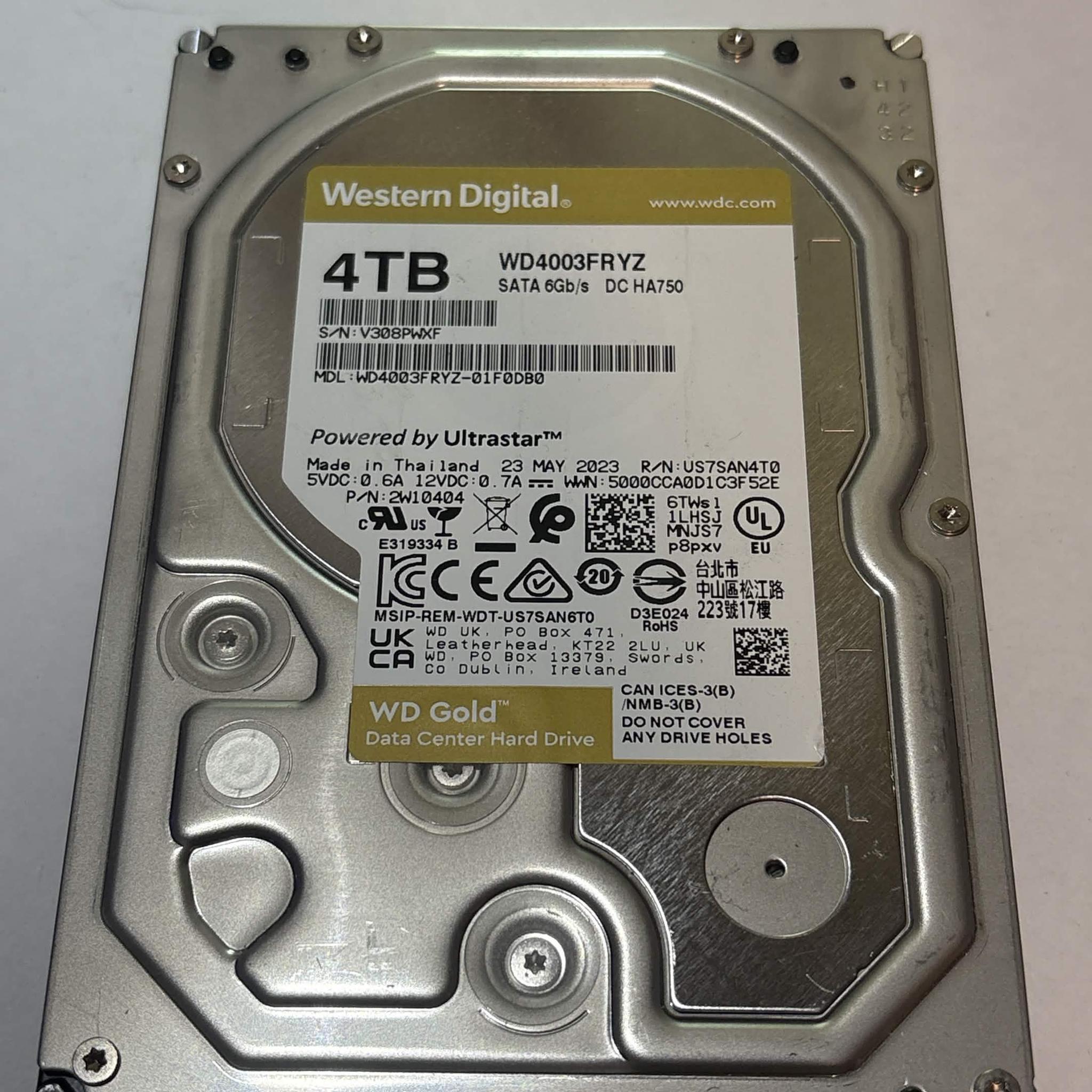 WD Gold 4TB WD4003FRYZ 7200RPM SATA Enterprise HDD – 17,945 Hours – SMART Good