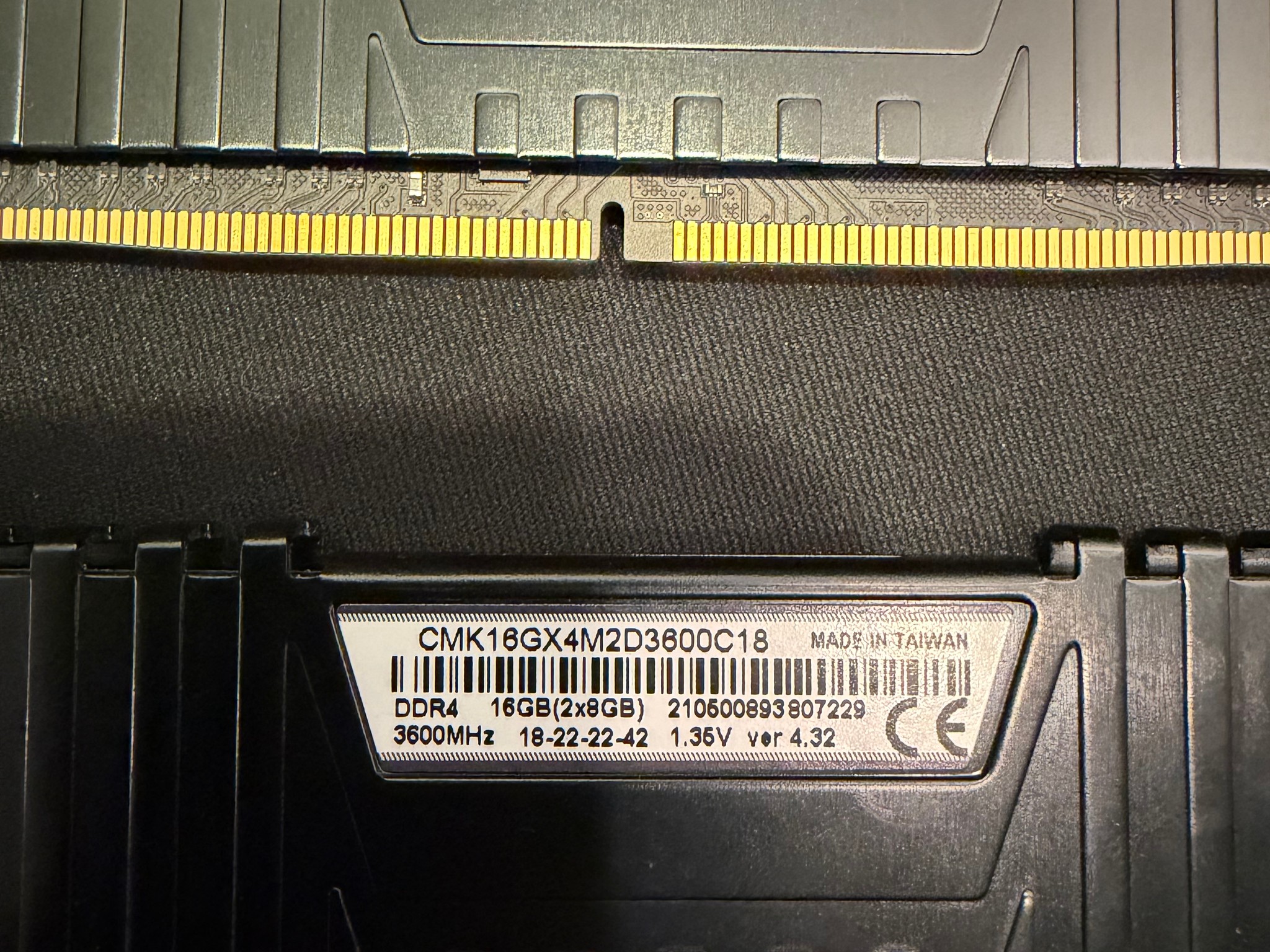 16gb DDR4 corsair ram. 3600mhz cl18