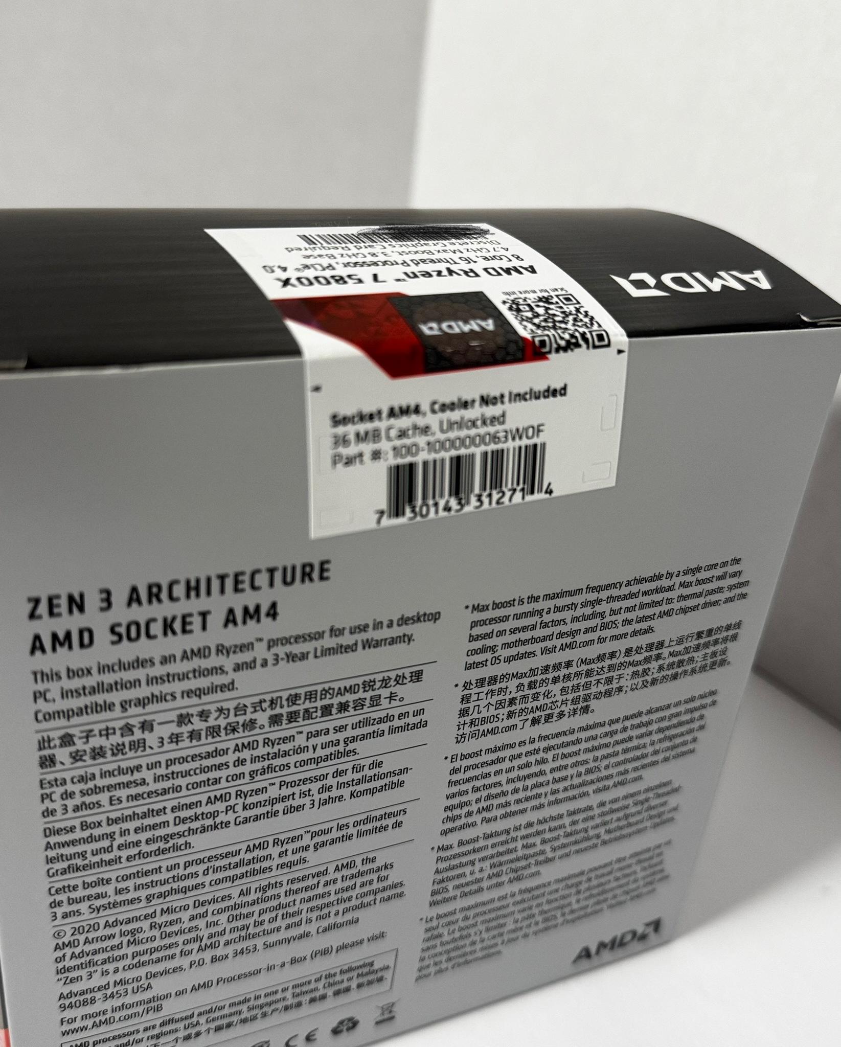 AMD Ryzen 7 5800X 8-core, 16-Thread Unlocked Desktop Processor