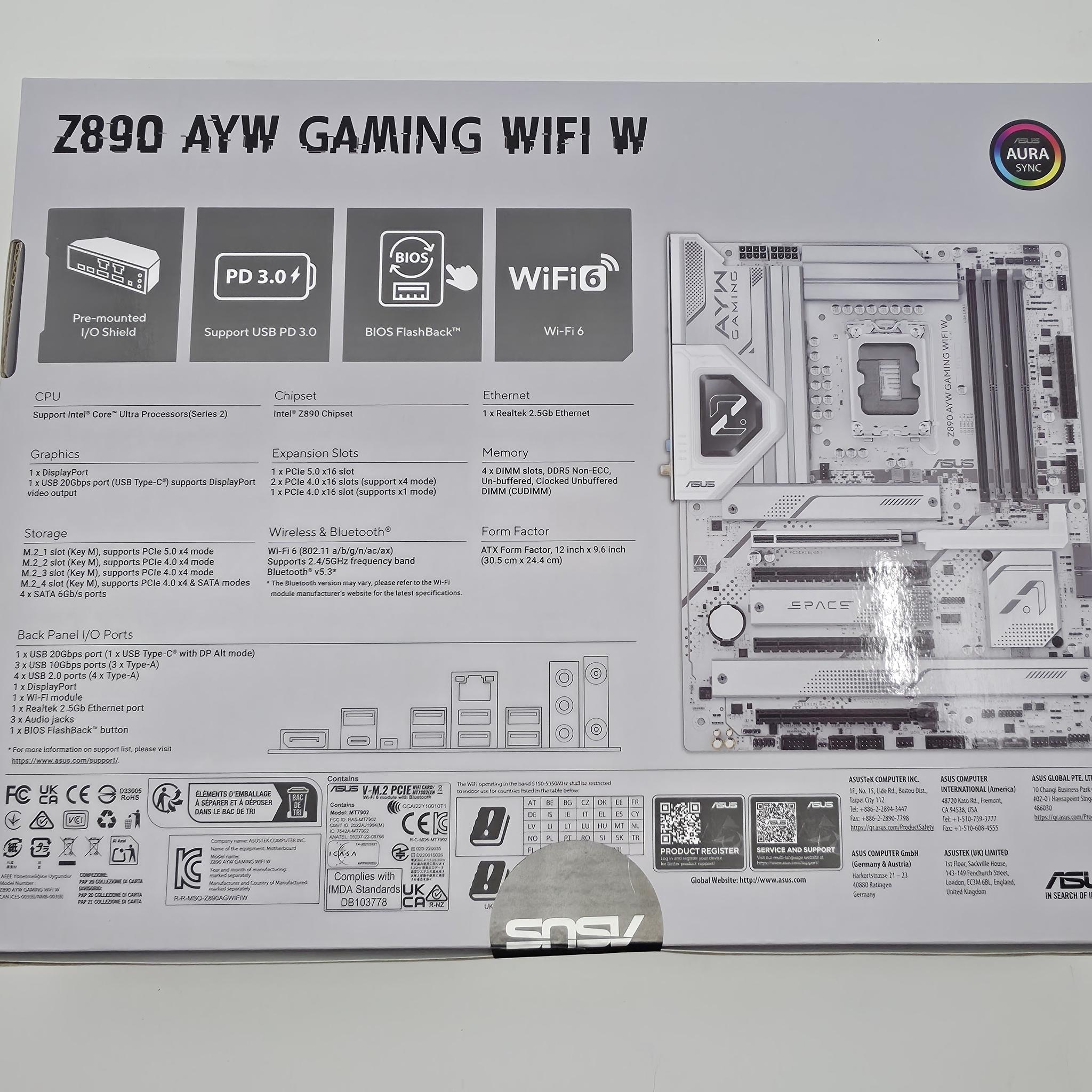 ASUS Z890 AYW GAMING WIFI W Intel LGA 1851 ATX Motherboard NEW