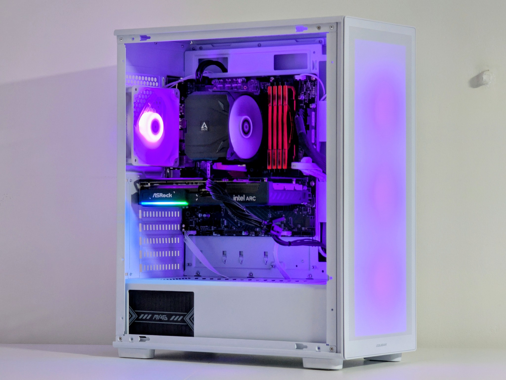 White Budget Gaming PC | Intel i3-12100F | Arc B570 10GB | 32GB RAM | 1TB NVMe SSD | RGB