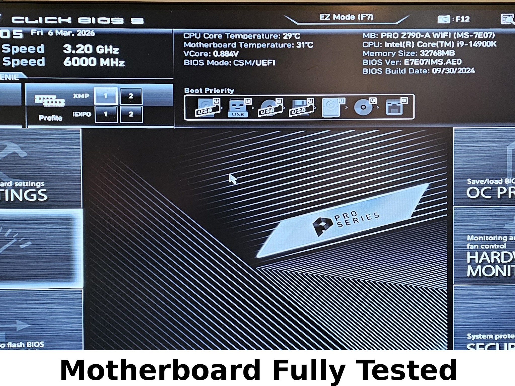 MSI PRO Z790-A WIFI ATX Intel LGA1700 PRO SERIES - Like New