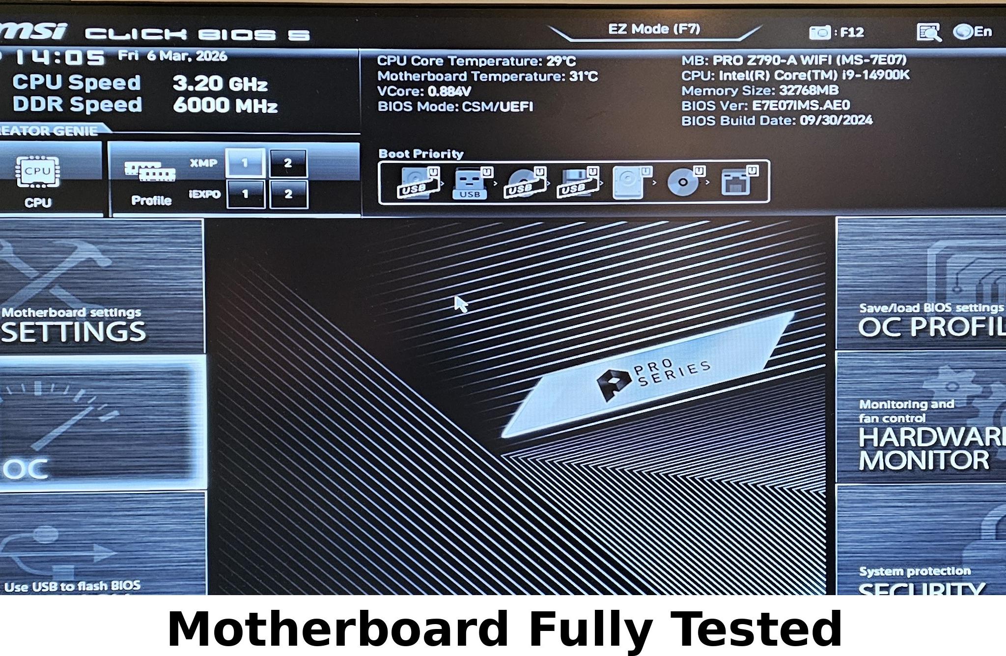 MSI PRO Z790-A WIFI ATX Intel LGA1700 PRO SERIES - Like New