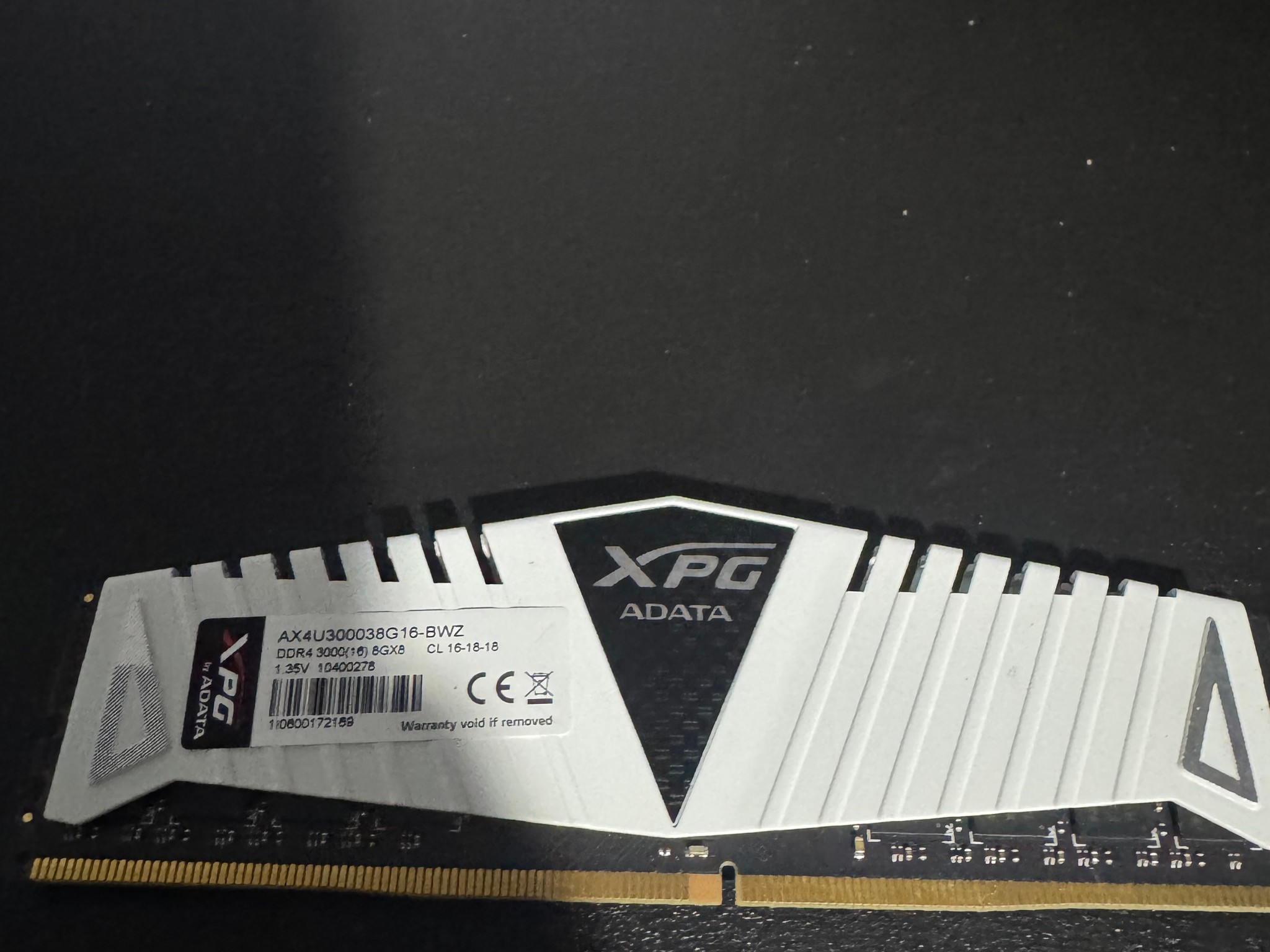 ADATA 8GB DDR4 3000MHz CL16 White RAM Stick – Tested & Working