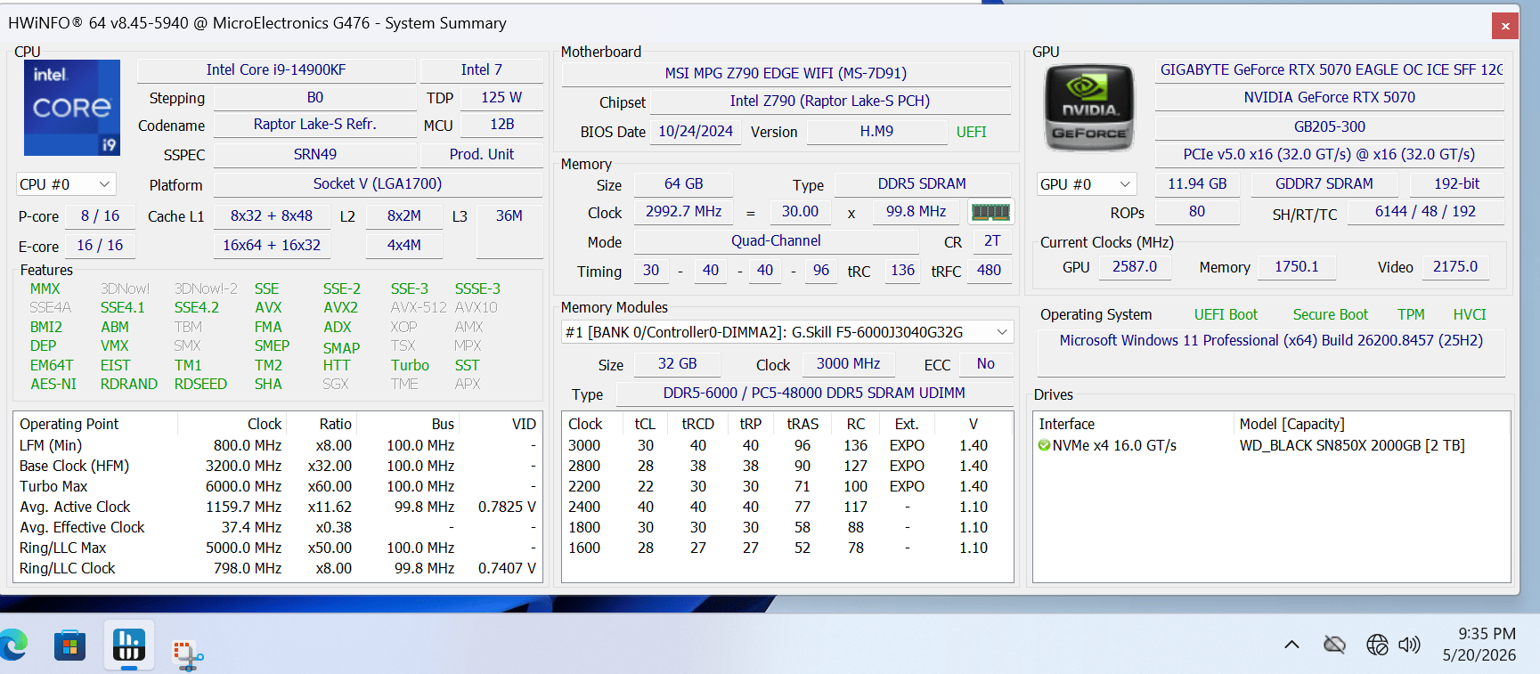 14900KF | 5070 | High-End 1440p/4K Ready White Aesthetic Custom PC