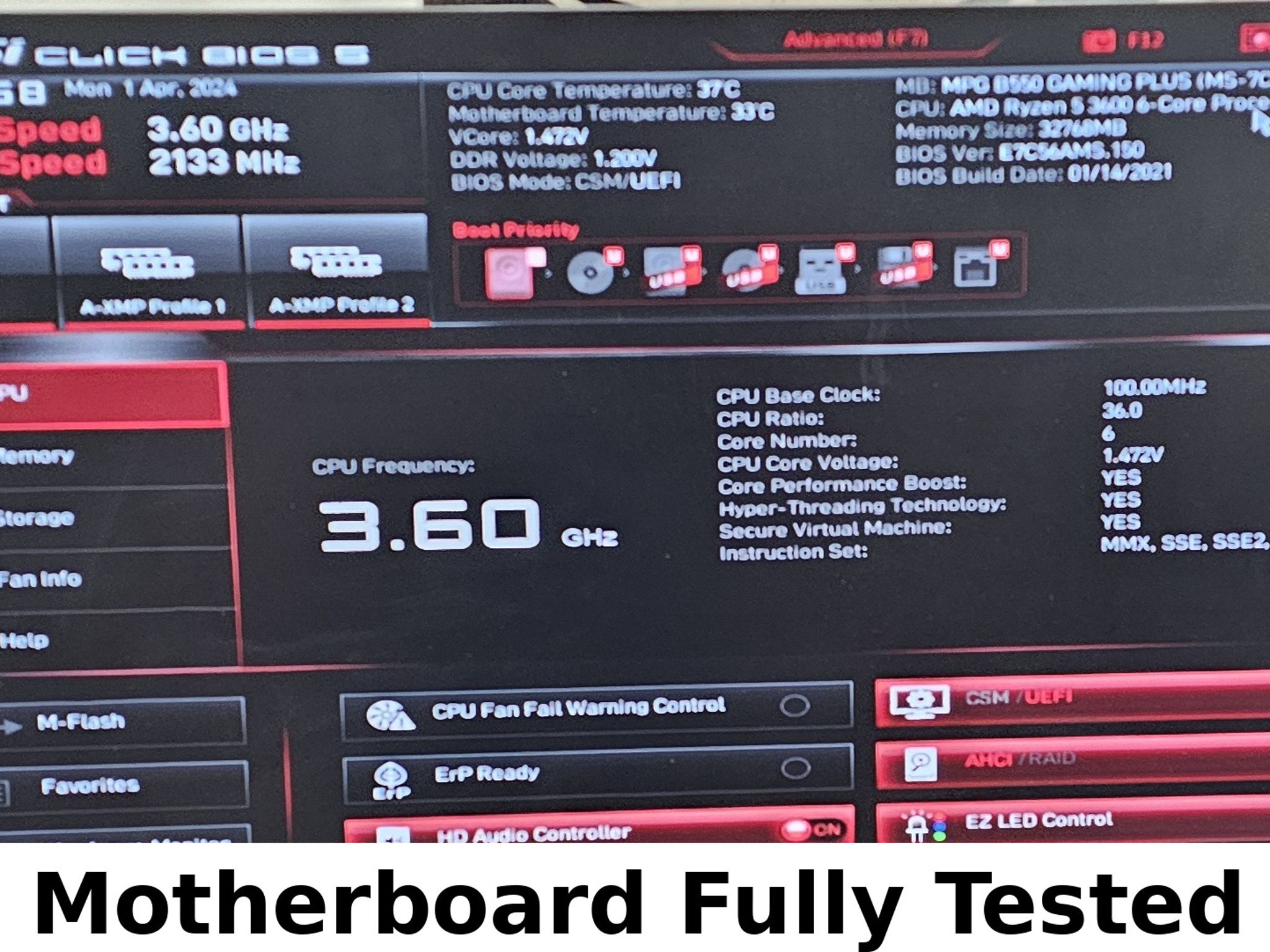 MSI MPG B550 Gaming Plus AMD AM4 ATX Motherboard DDR4 PCIe 4.0