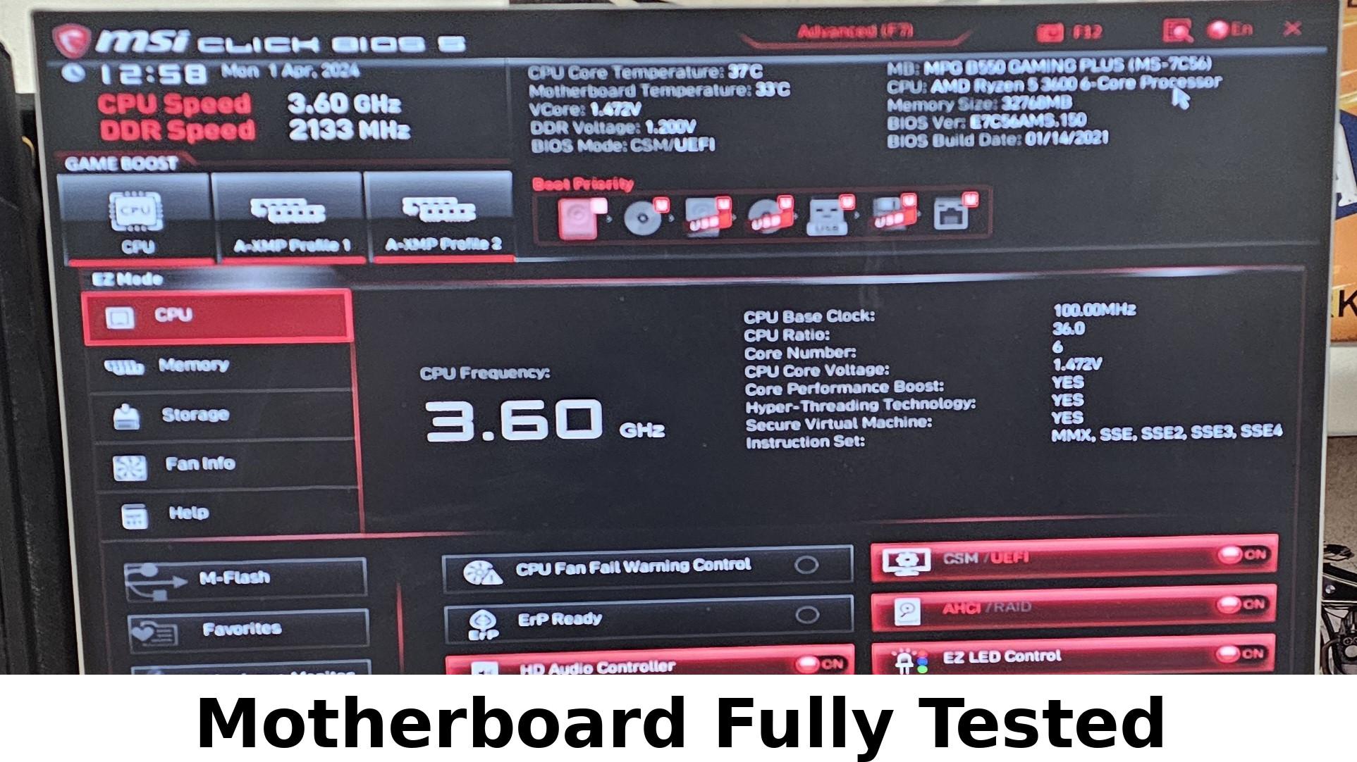MSI MPG B550 Gaming Plus AMD AM4 ATX Motherboard DDR4 PCIe 4.0