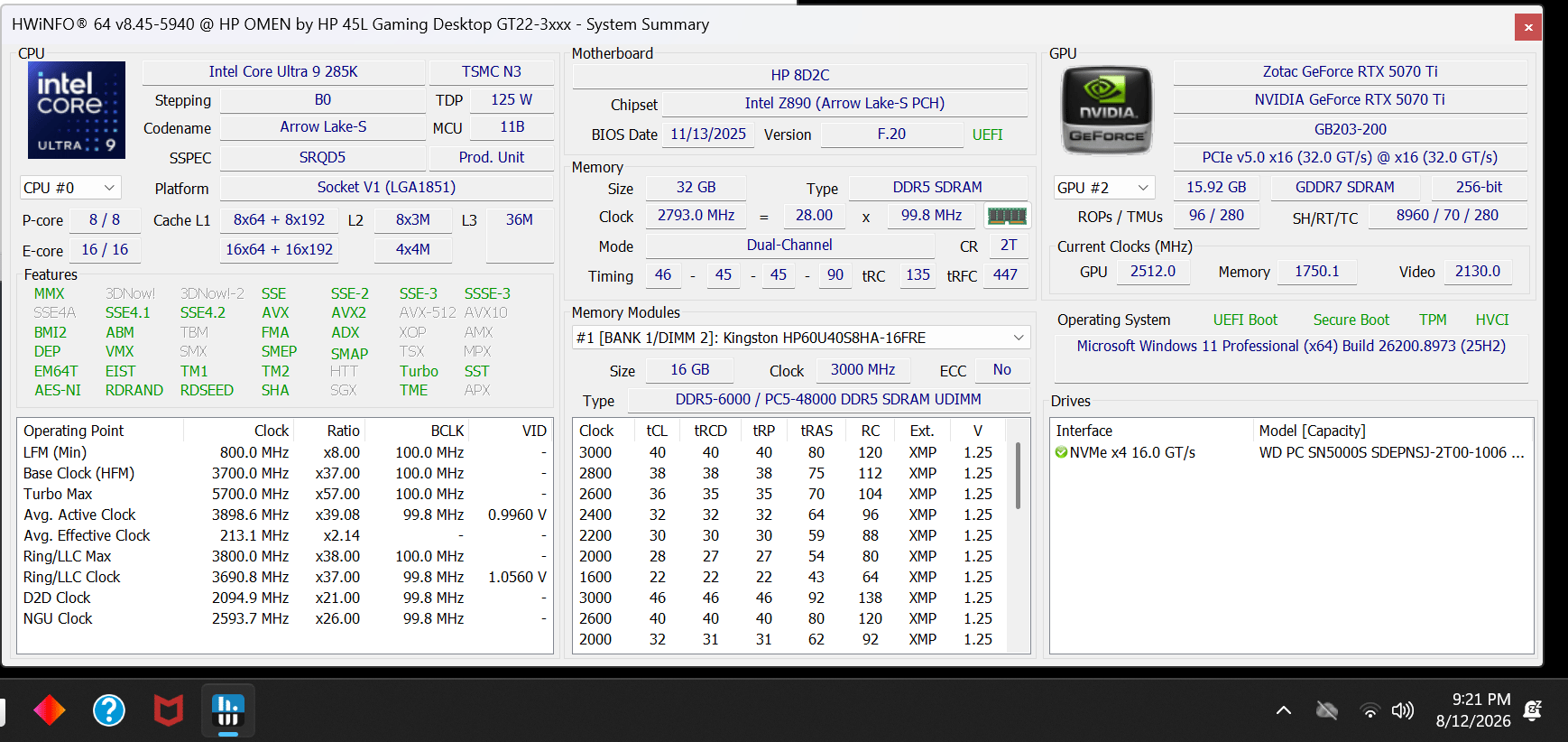 285K | 5070 TI | 2TB | HP OMEN MAX 45L Gaming PC