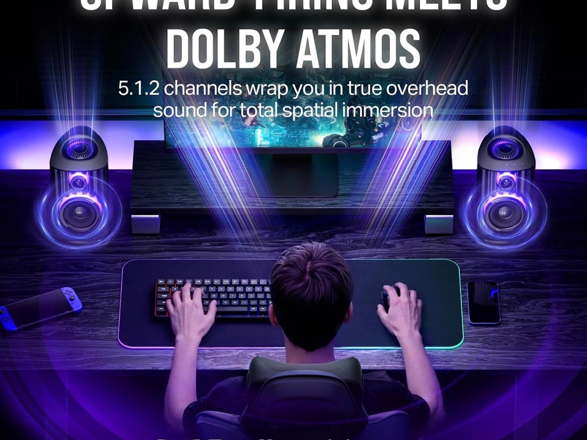 OXS Thunder Duo X Gaming Speaker System with Dolby Atmos, 5.1.2ch