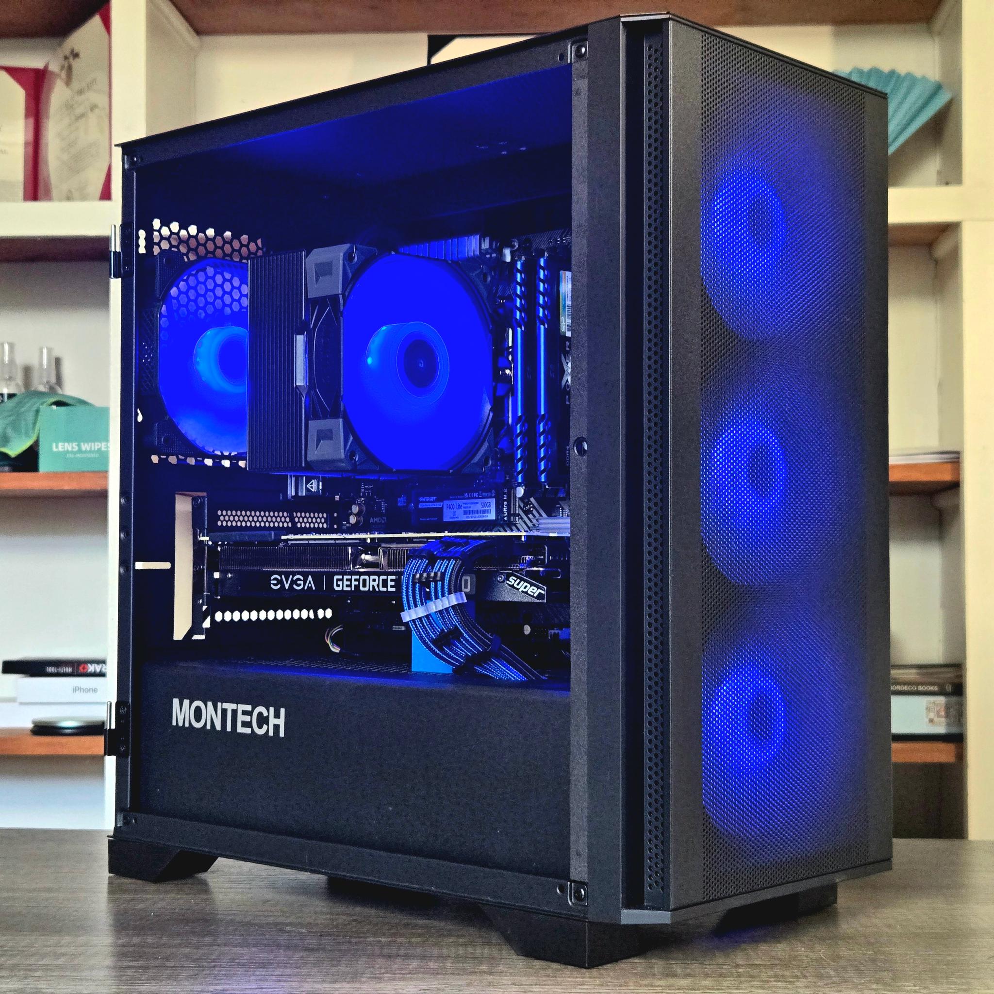 Blue + Black Gaming PC | RTX 2070 Super | Ryzen 5 3600 | 16GB | 1TB | 500W | Wi-Fi + BT | ARGB