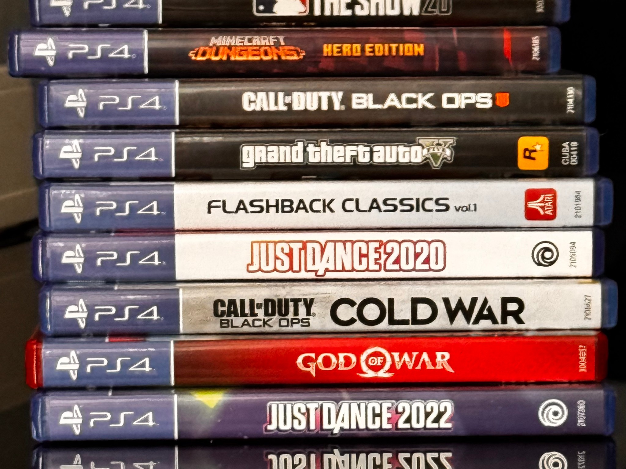 PS4 with 2 controllers and 10 games