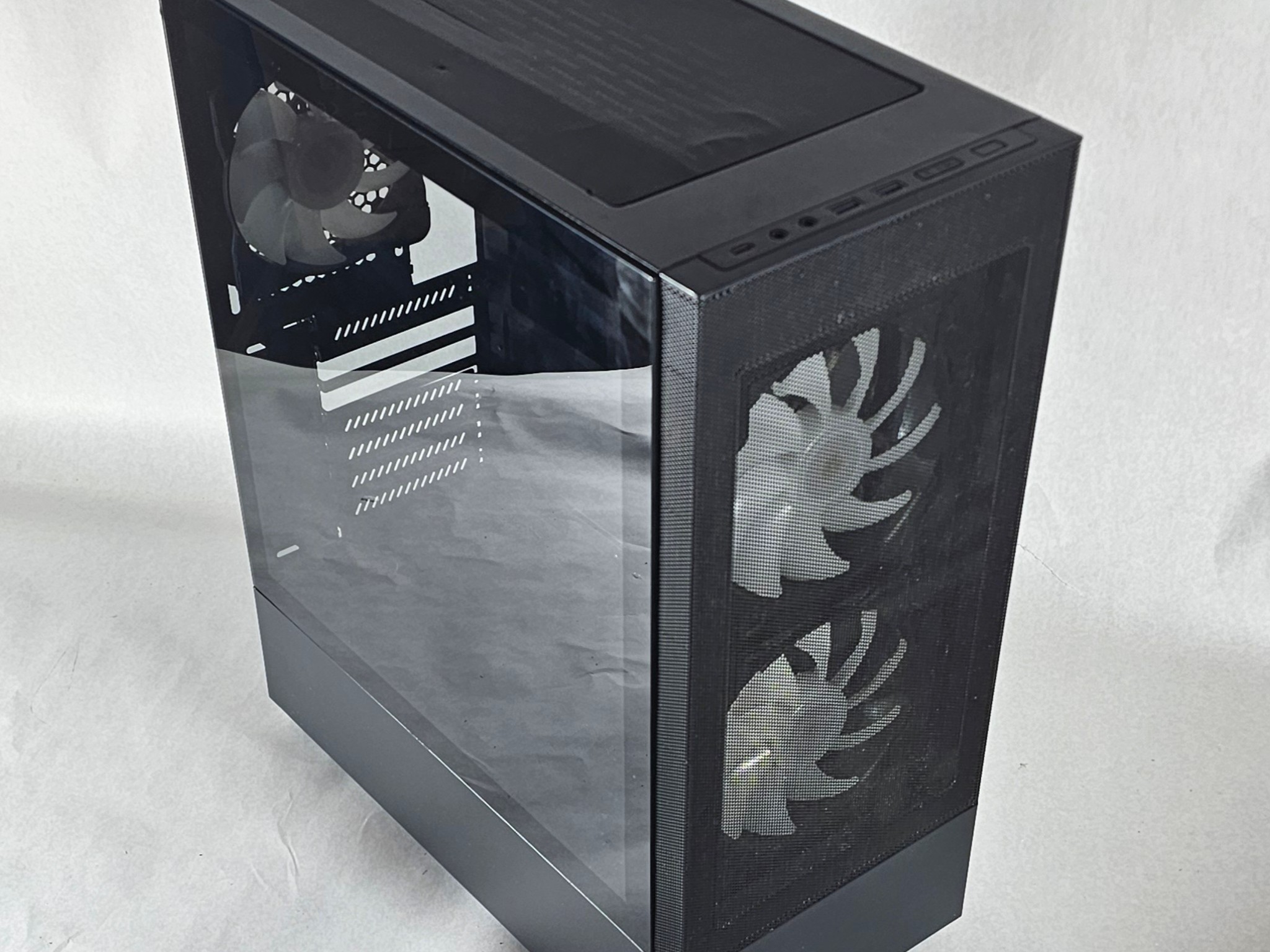 Black PowerSpec PC Case with Tempered Glass w/ 3 Fans