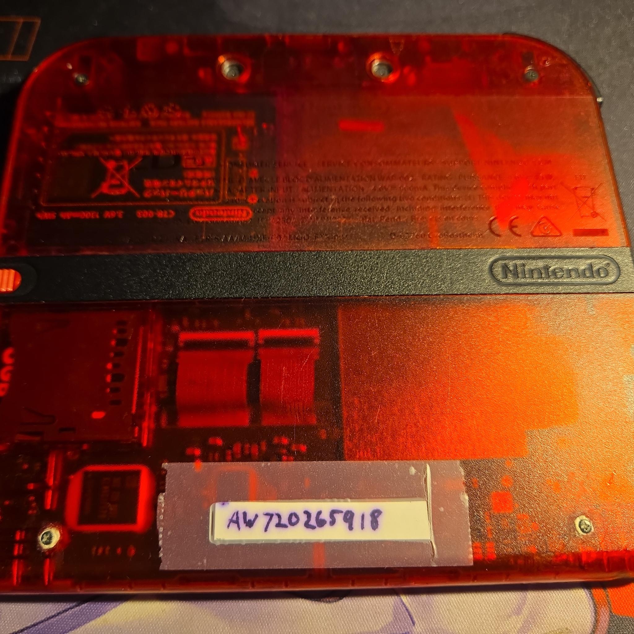 RARE CUSTOM USED Nintendo 2DS Crystal Red/Black Handheld Console Multi-Game Pack