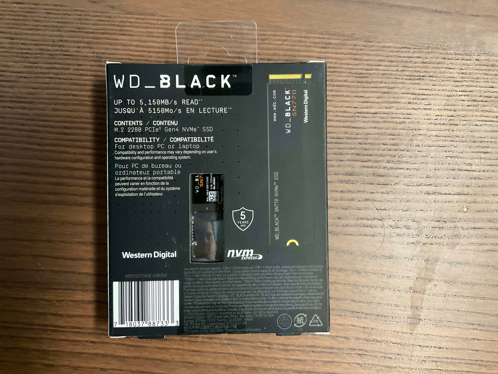 WD Black SN770 1TB PCIE 4.0 NVME SSD