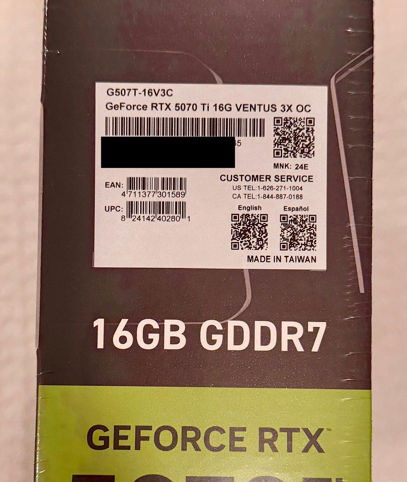 MSI GeForce RTX 5070 Ti 16G VENTUS 3X OC