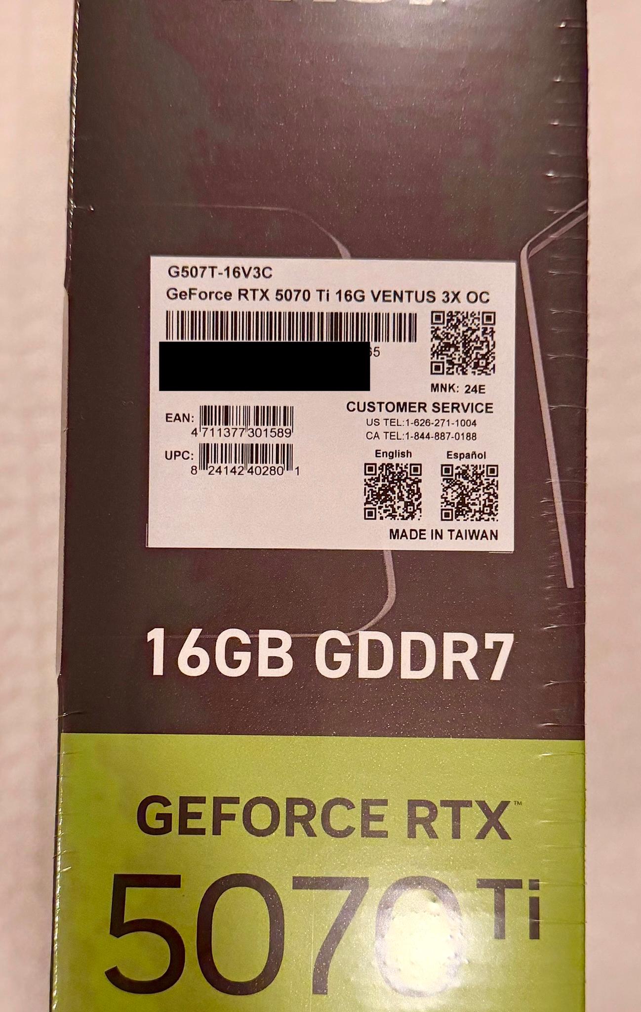 MSI GeForce RTX 5070 Ti 16G VENTUS 3X OC