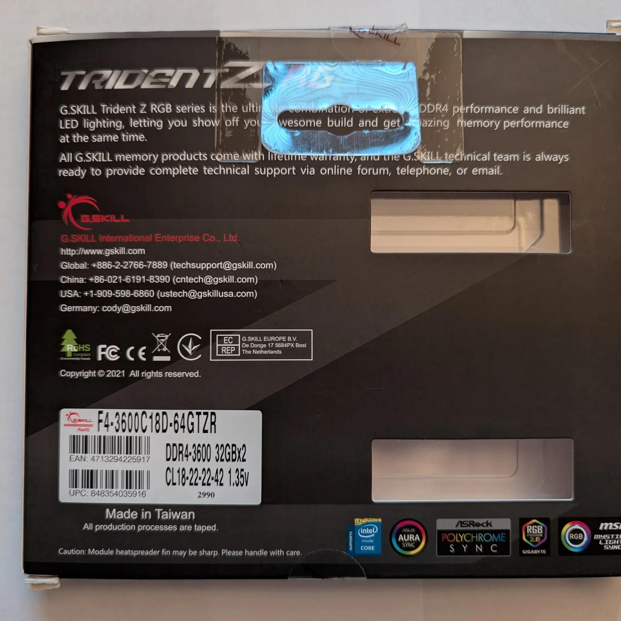 AMD Ryzen 7 5800X AM4 8-Core Processor BNIB + G.SKILL TridentZ RGB 64GB (2 x 32GB) DDR4 3600Mhz