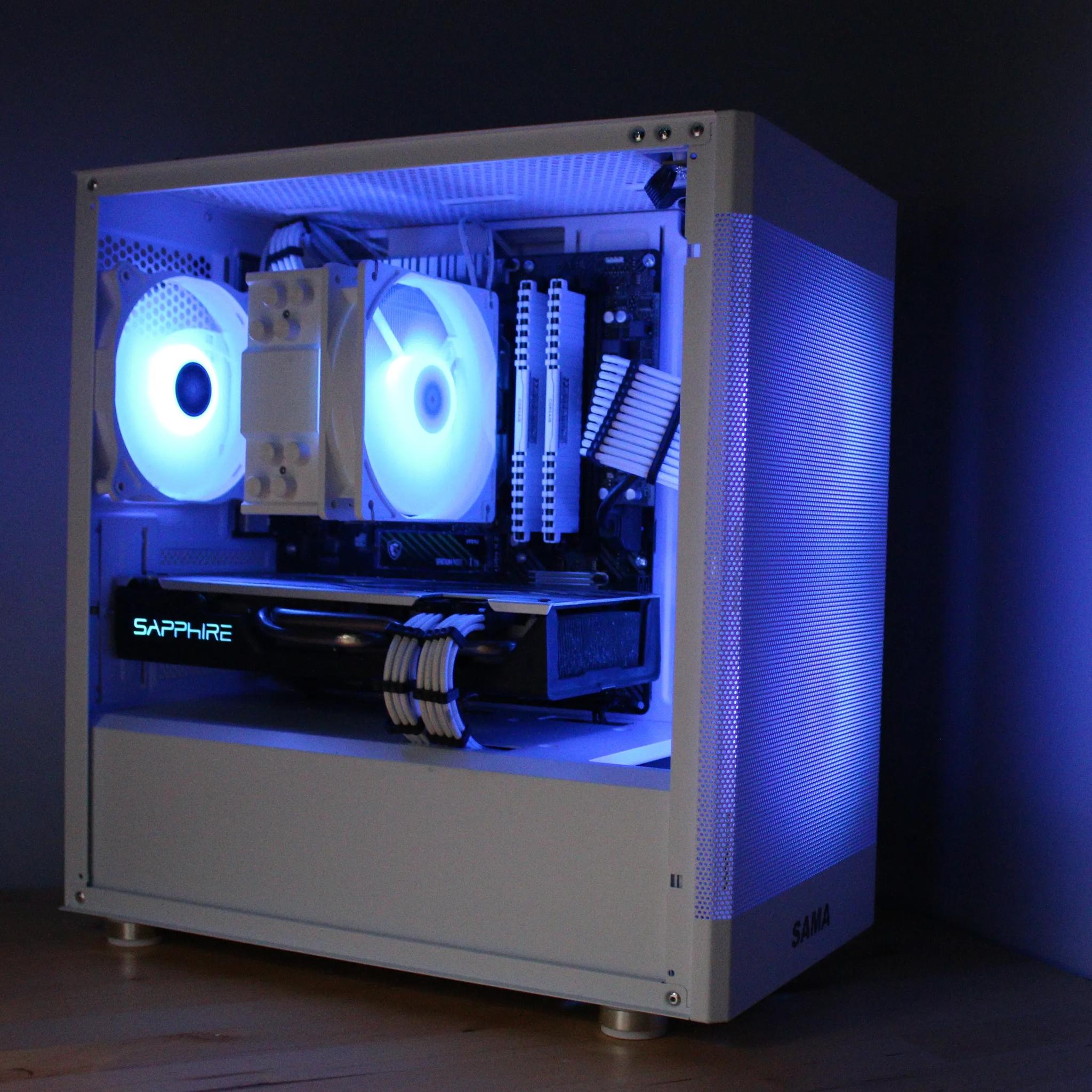 1080p AMD RX 580 + Ryzen 5 2400g White and Black ARGB Custom Gaming PC