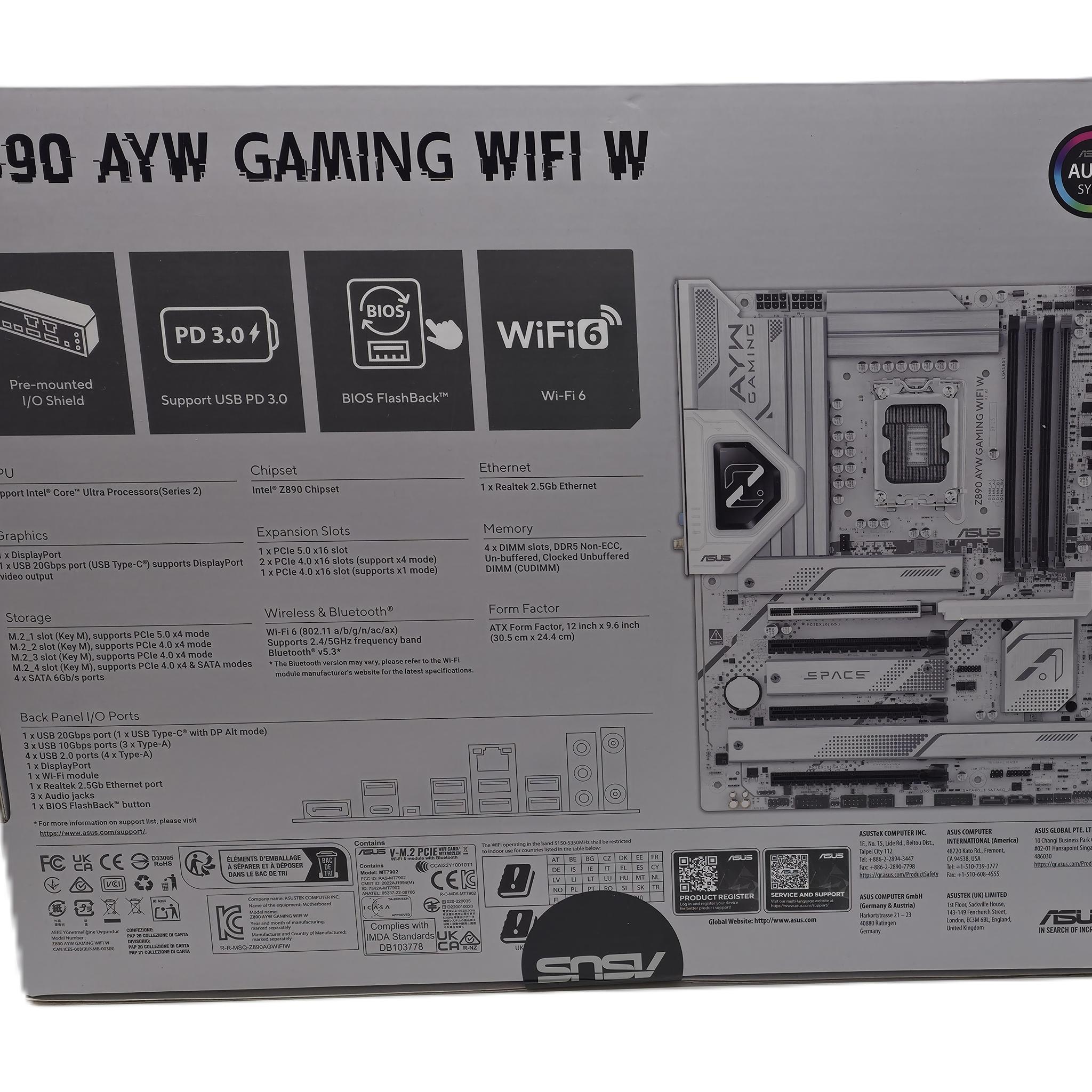 ASUS Z890 AYW GAMING WIFI W Intel LGA 1851 ATX Motherboard NEW