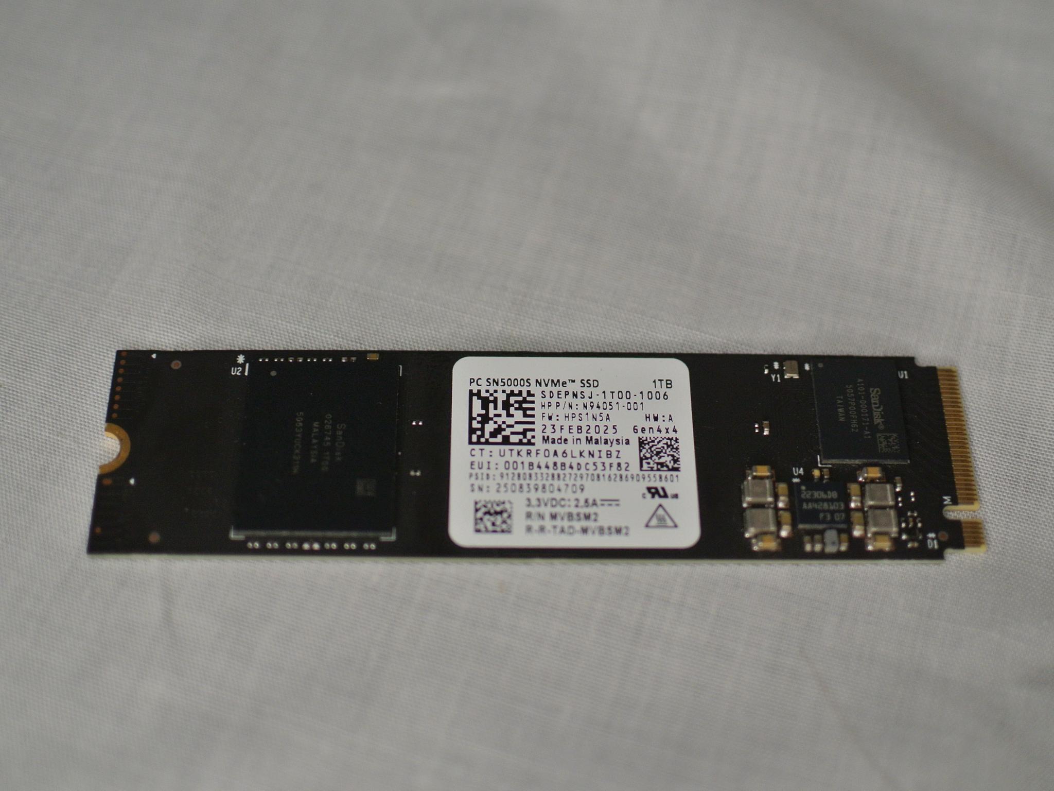 SanDisk PC SN5000S 1TB Gen 4 NVME M.2 SSD