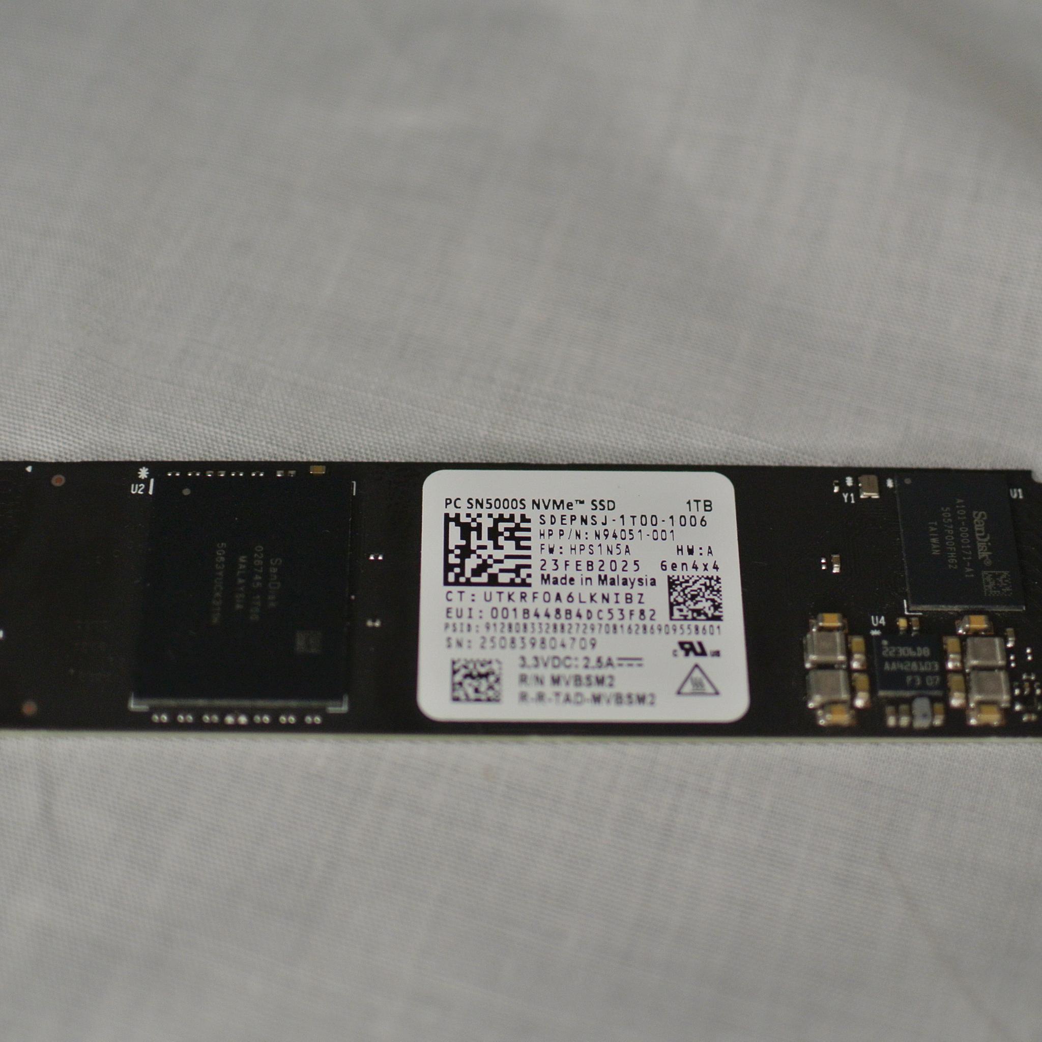 SanDisk PC SN5000S 1TB Gen 4 NVME M.2 SSD