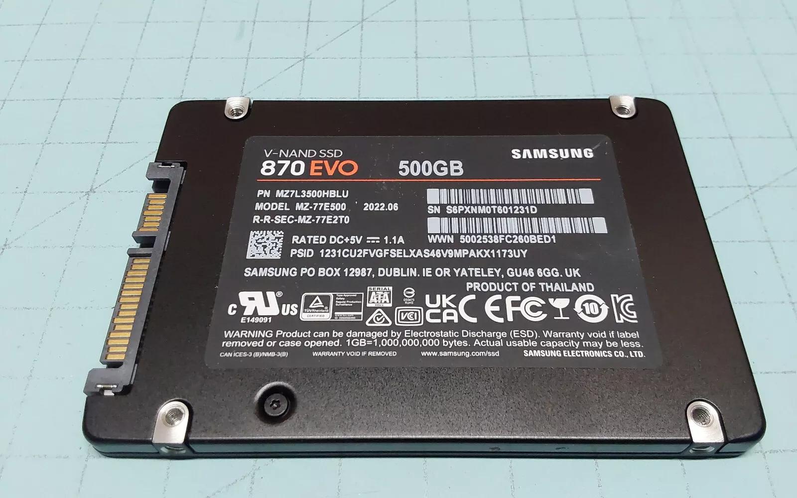 Samsung 870 Evo 500GB 2.5" SSD