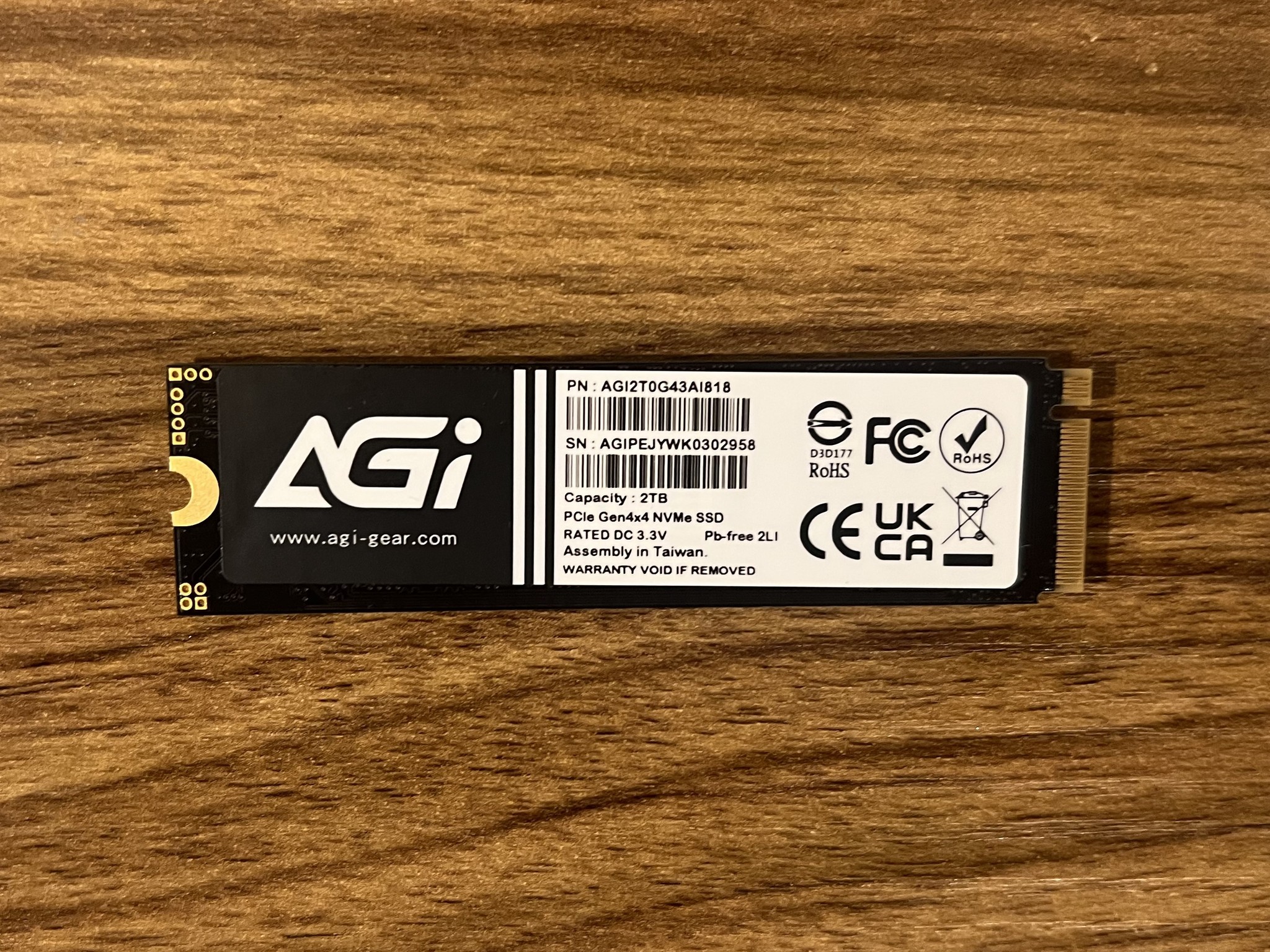 2TB Gen 4.0x4.0 NVMe SSD AGI AI818 100% Health