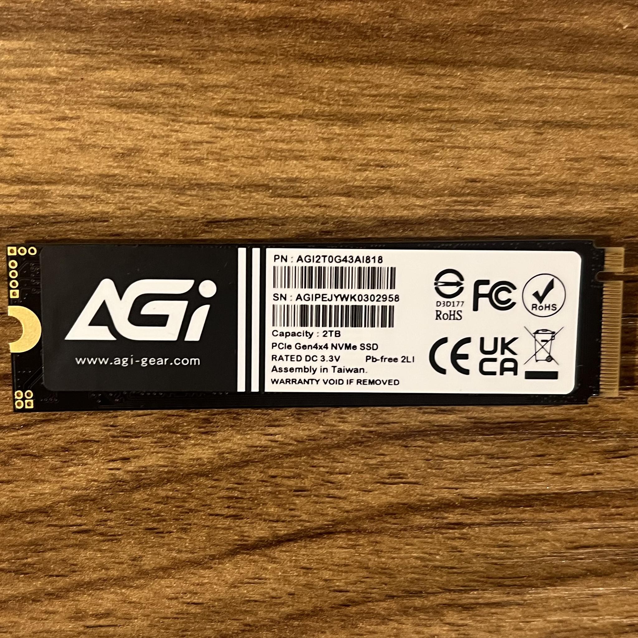 2TB Gen 4.0x4.0 NVMe SSD AGI AI818 100% Health | Jawa