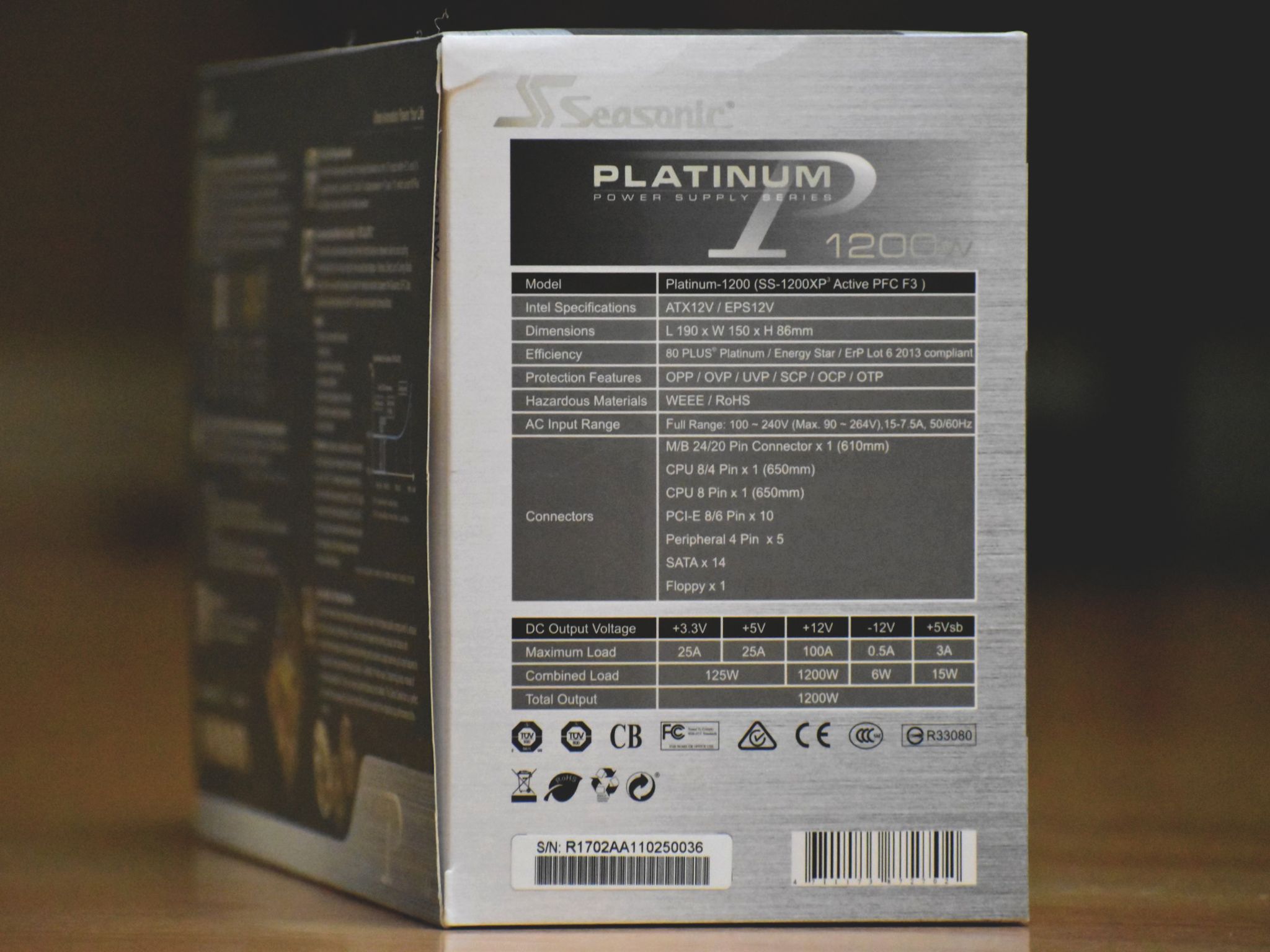 SeaSonic Platinum 1200W, 80 Plus Platinum Fully Modular Power Supply